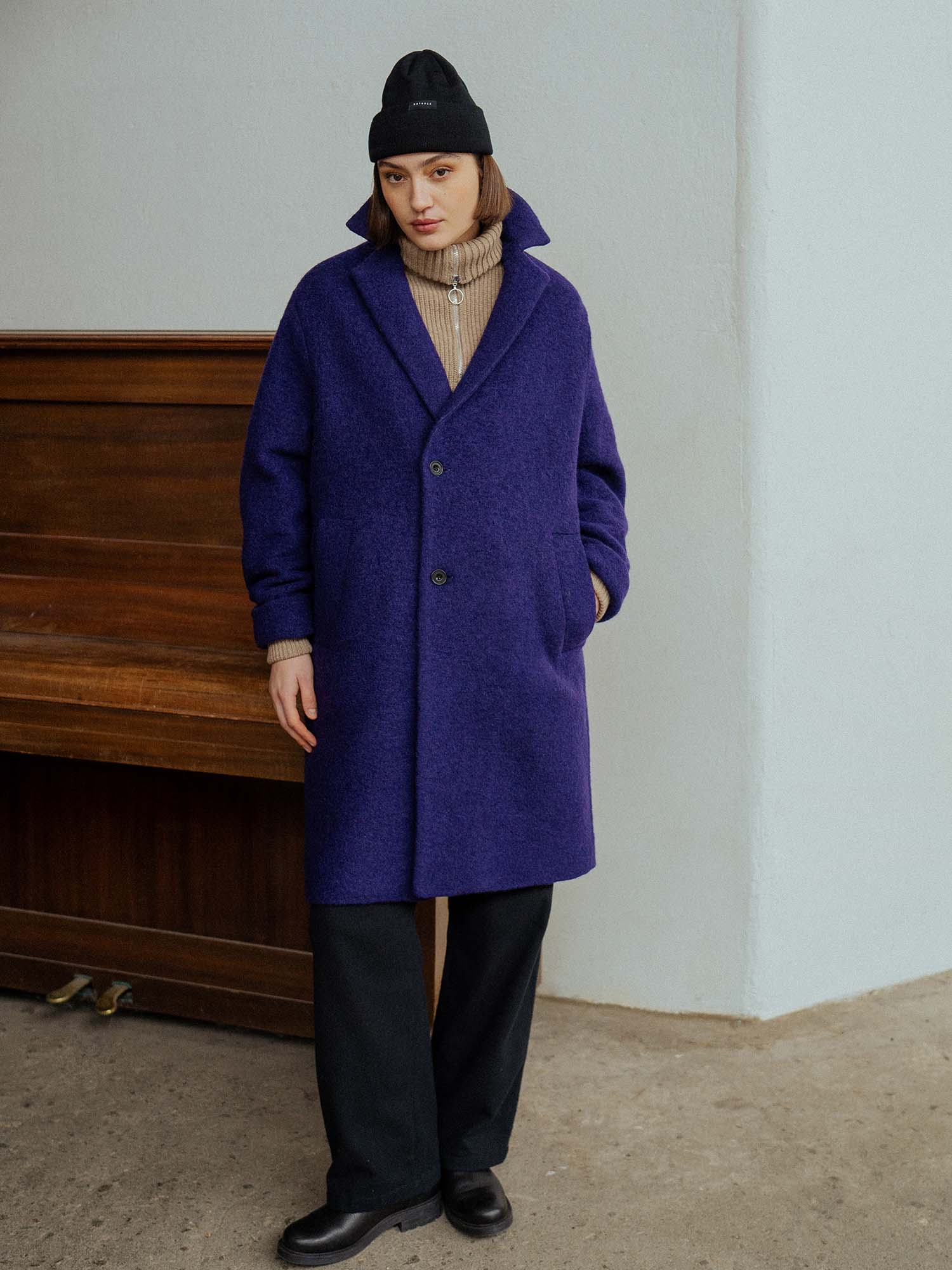 Rotholz Wool Formal Coat Deep Purple S