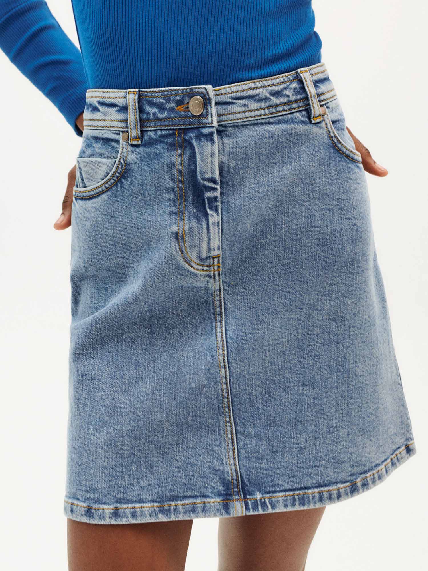 Thinking MU Marsha Skirt ll Light Clean Denim 36