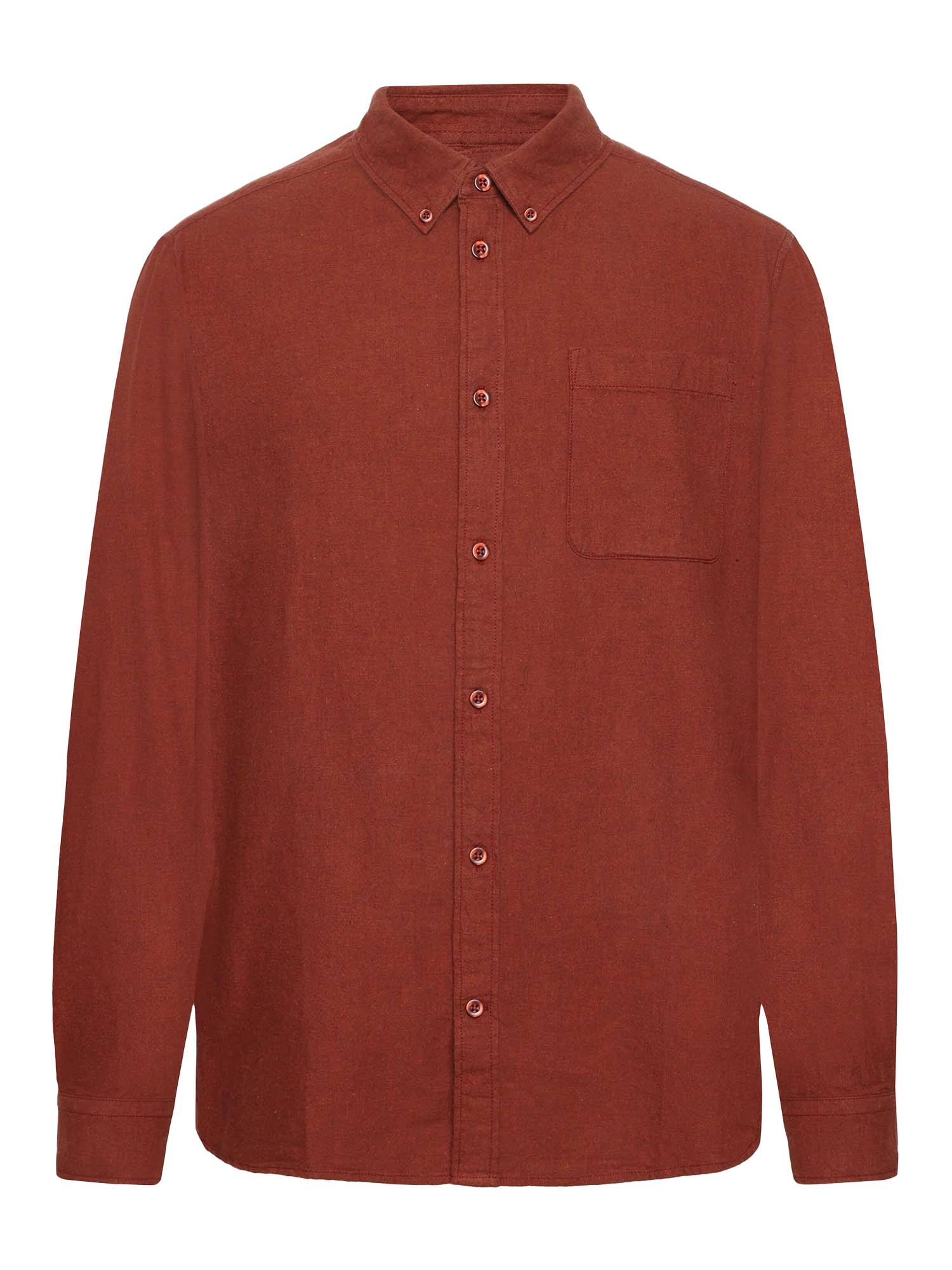Knowledge Cotton Apparel Regular Fit Melangé Flannel Shirt Fired Brick S