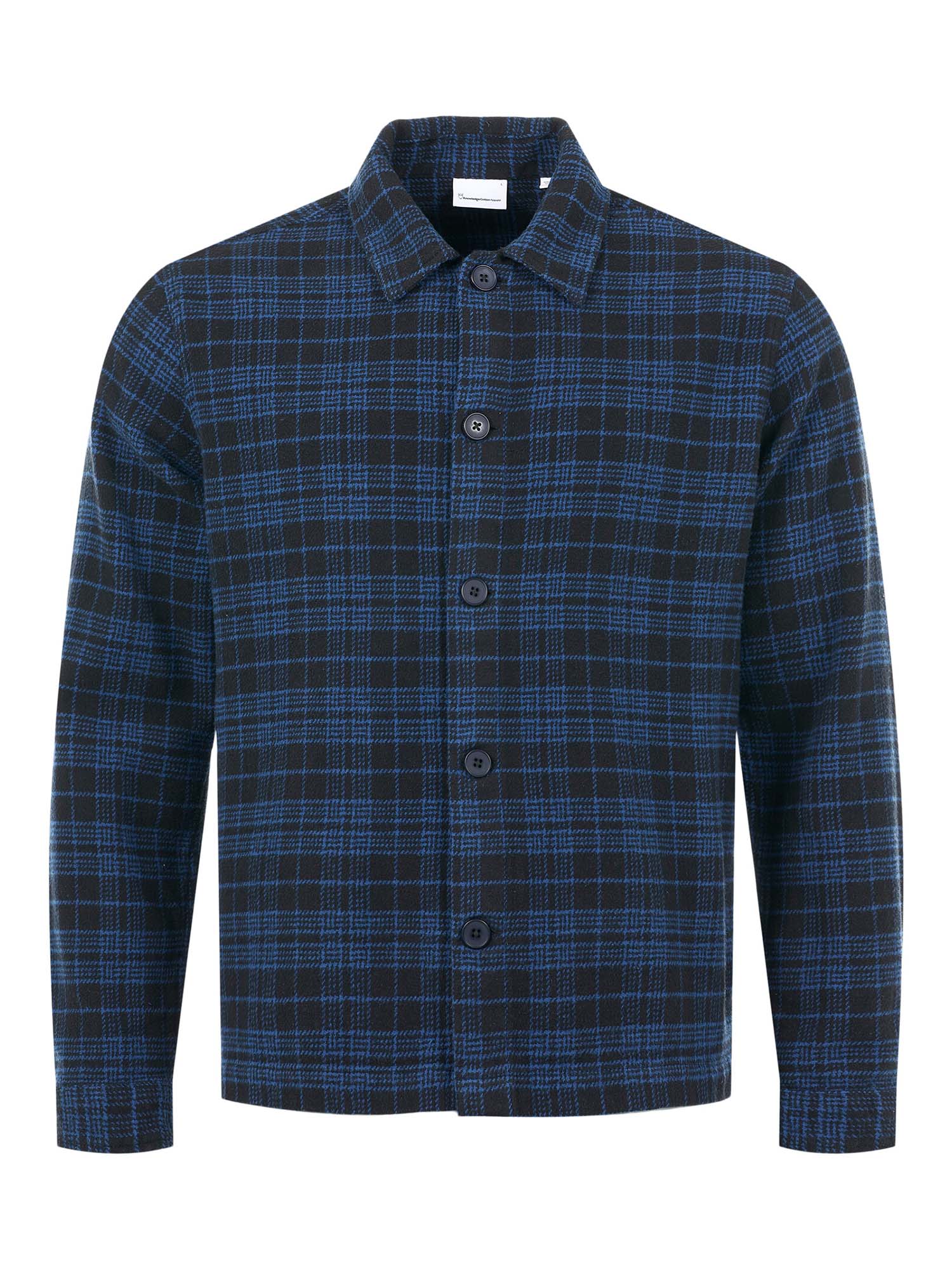 Knowledge Cotton Apparel Classic Checked Cotton Buttoned Overshirt Black Jet S