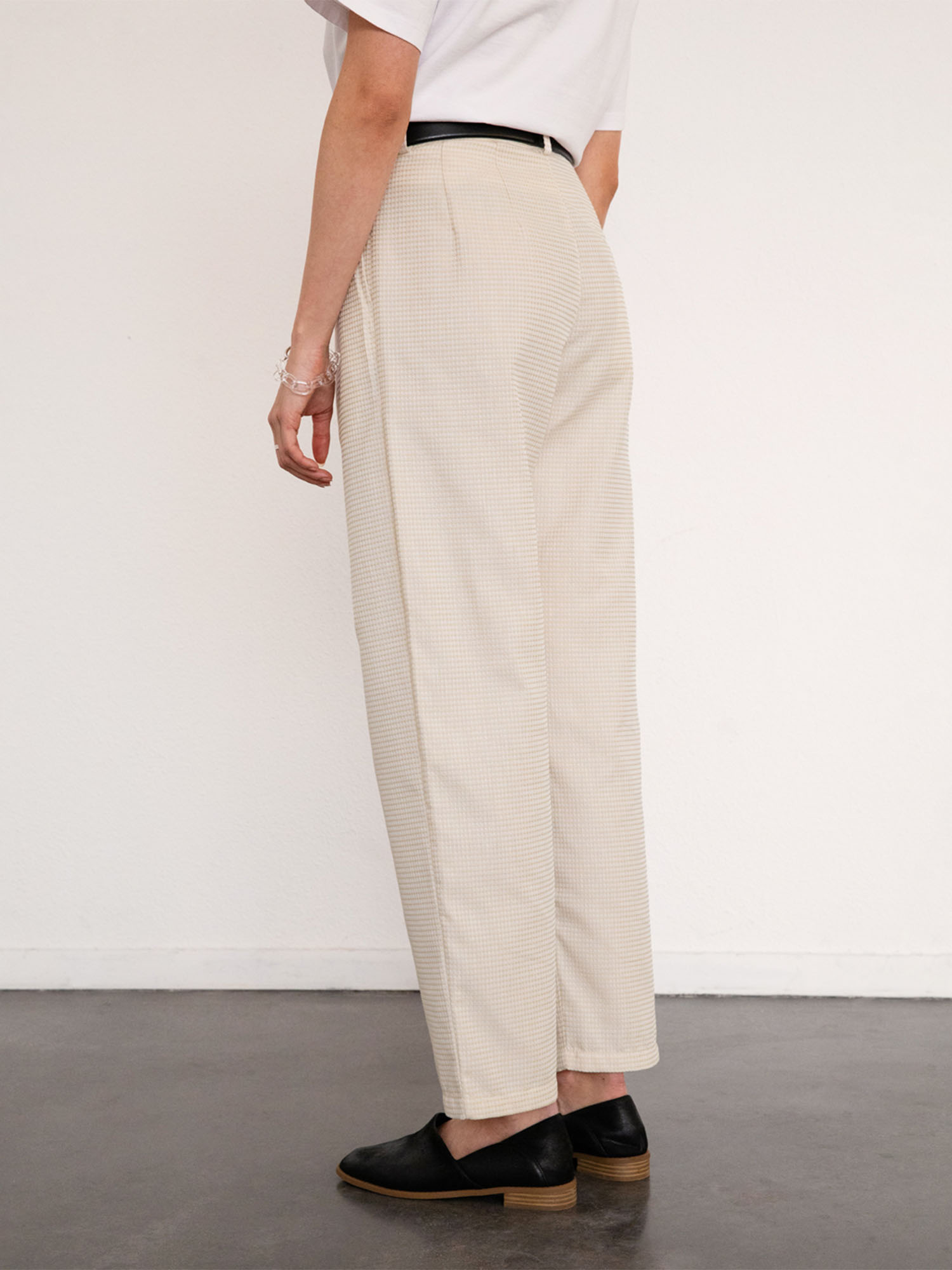 Rotholz Cropped Pantalone Waffle Sand M