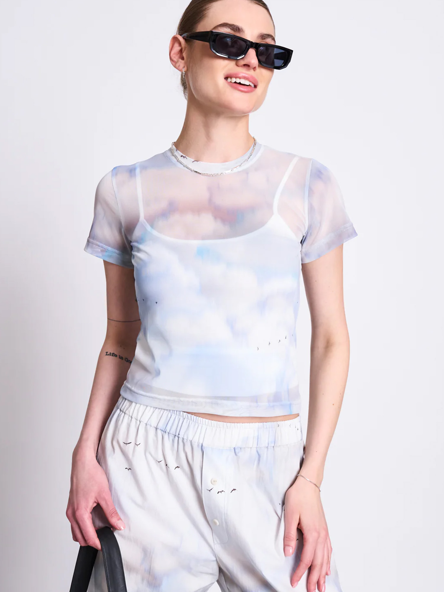 JAN 'N JUNE Mesh T-Shirt Evie Cloud Print XS