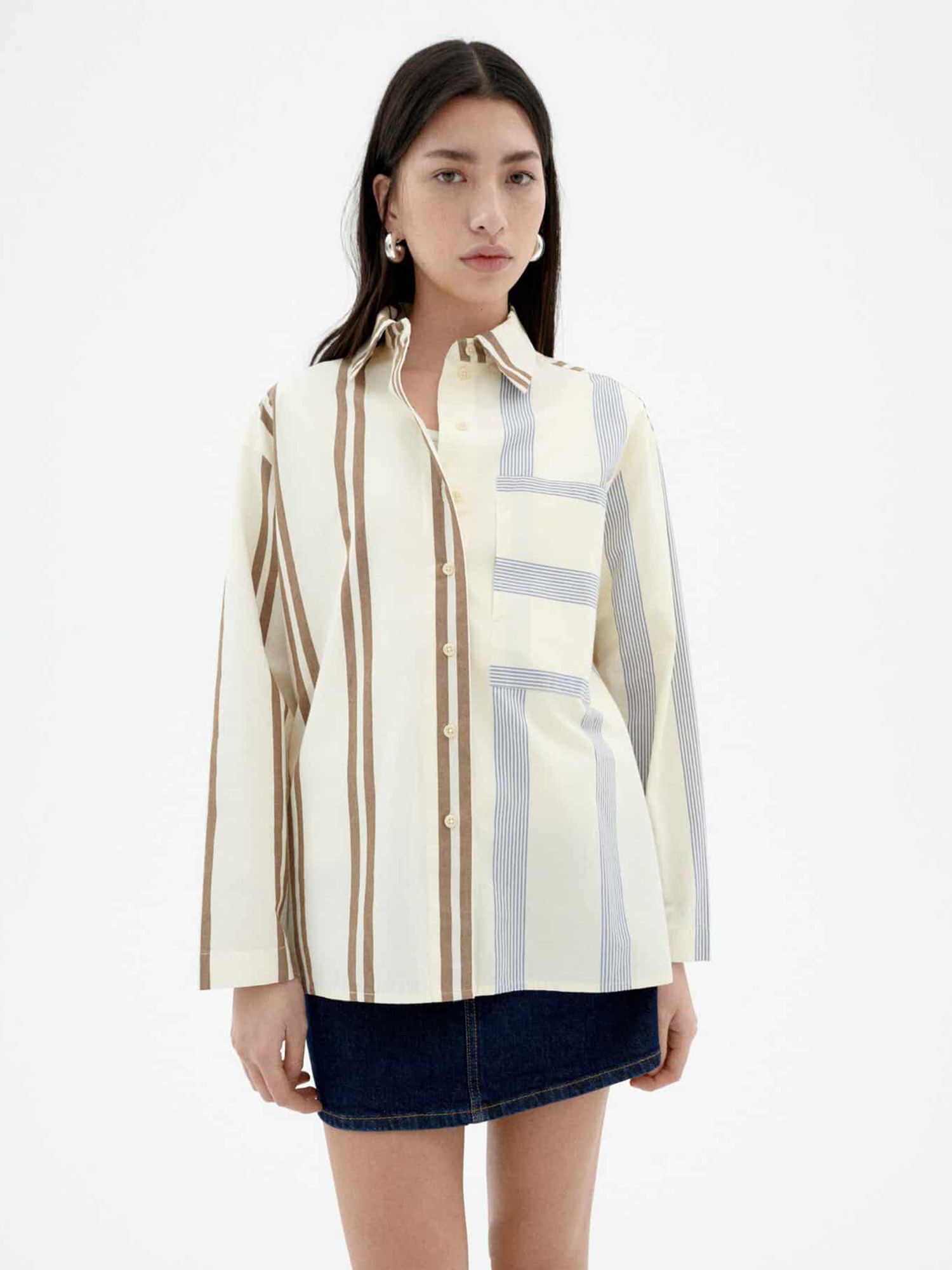 Thinking MU Marcelle Blouse Poplin Stripes S