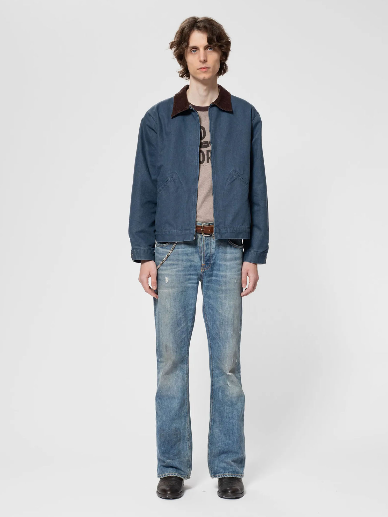 Nudie Jeans Blake Zip Jacket Canvas Blue M