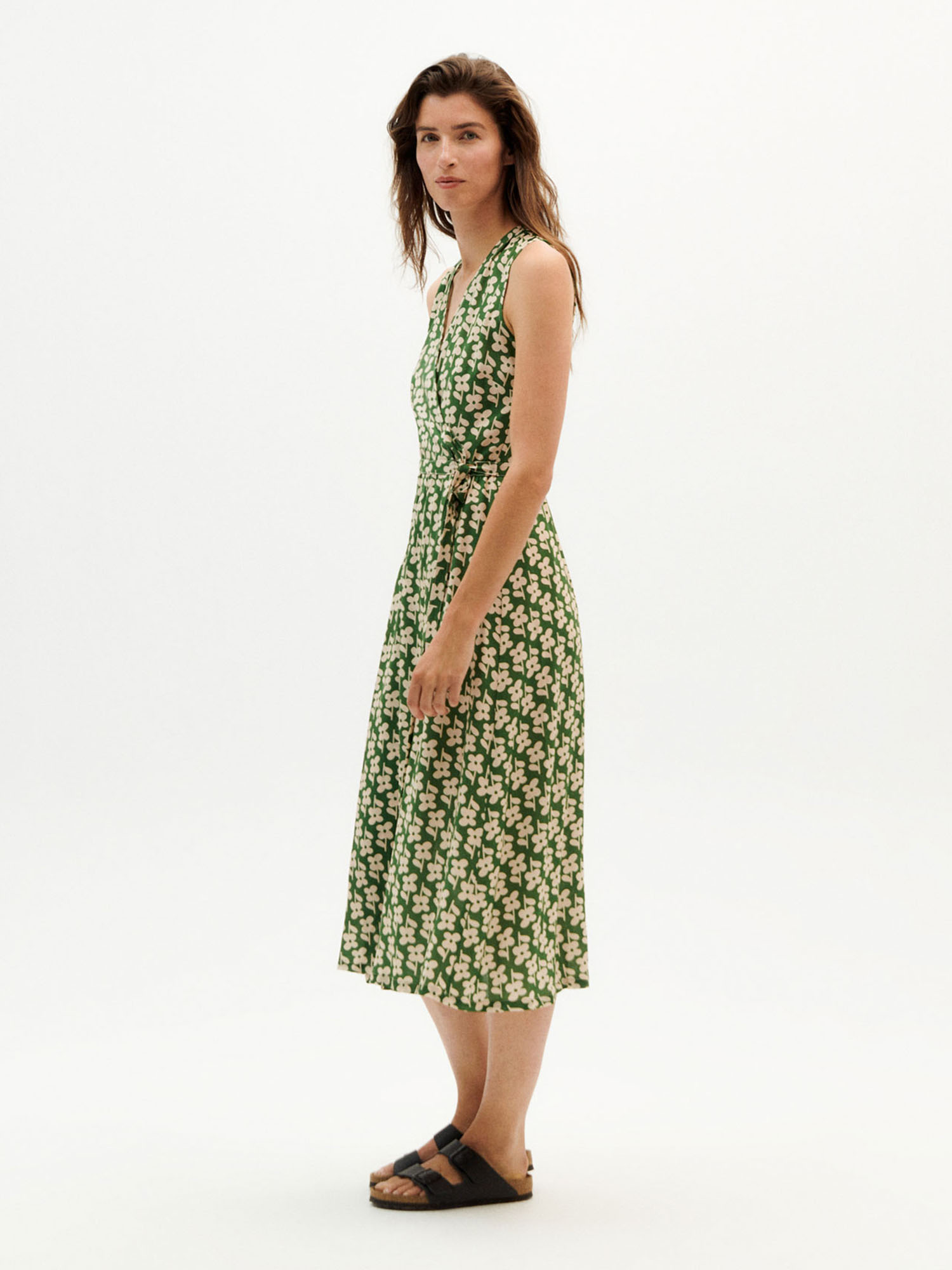 Thinking MU Amapola Dress Green Flower L