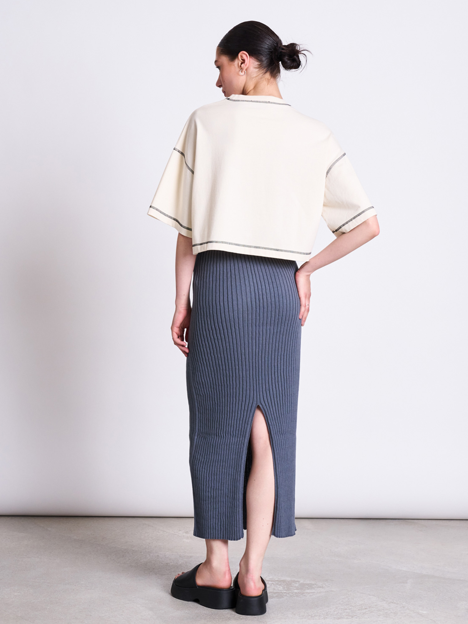 JAN 'N JUNE Cropped Boxy T-Shirt Blomst Ecru M