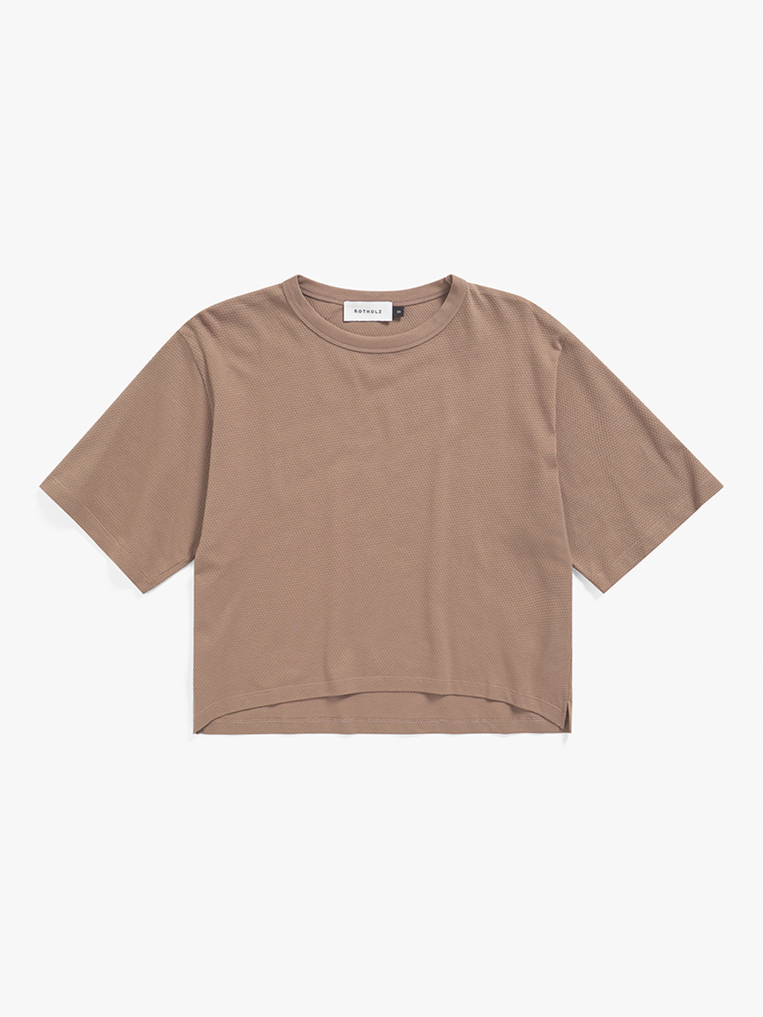 Rotholz Cropped Waffel T-Shirt Washed Brown S
