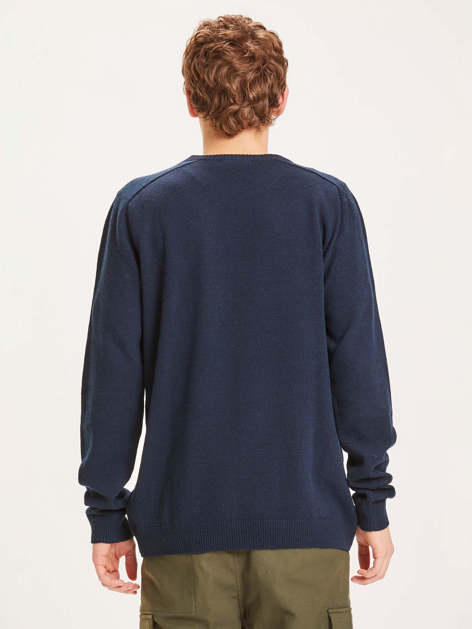 Knowledge Cotton Apparel Basic o-neck knit Total Eclipse XL