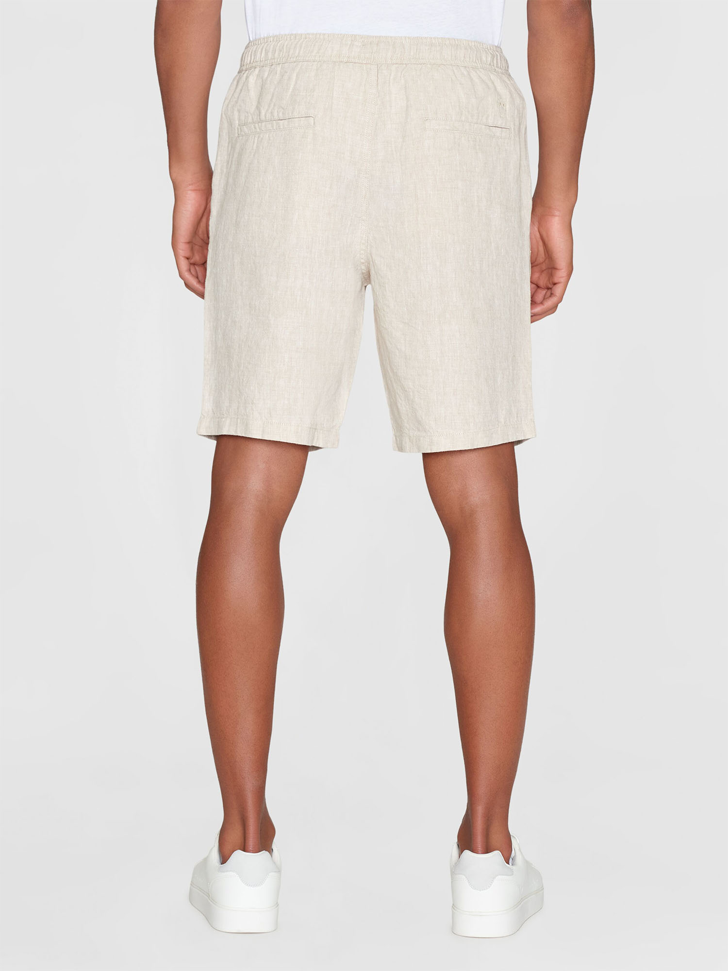 Knowledge Cotton Apparel FIG loose linen shorts Yarndyed - Light feather gray M