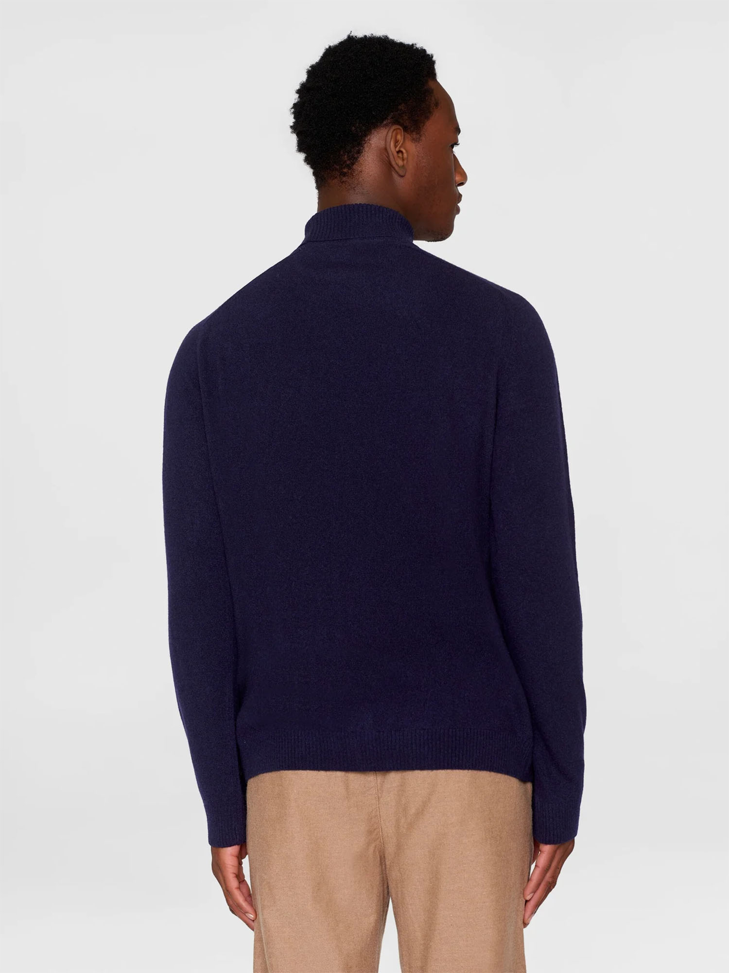 Knowledge Cotton Apparel Forrest Roll Neck Merino Wool Knit Total Eclipse S