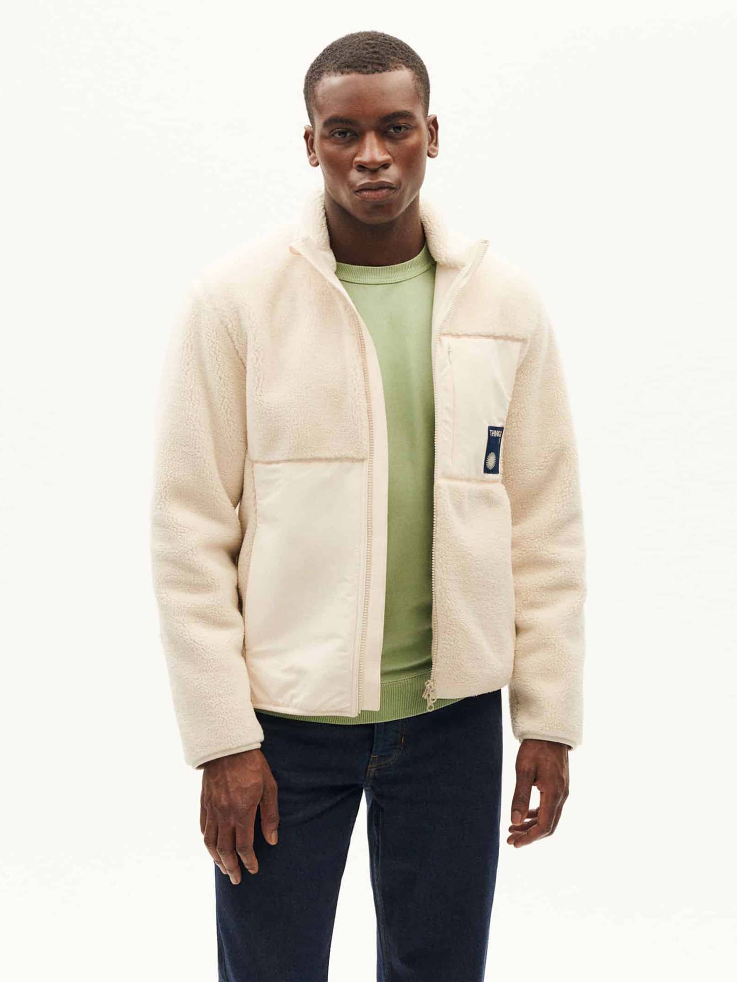 Thinking MU Mitchel Ecru Fleece Sweatshirt Ivory L