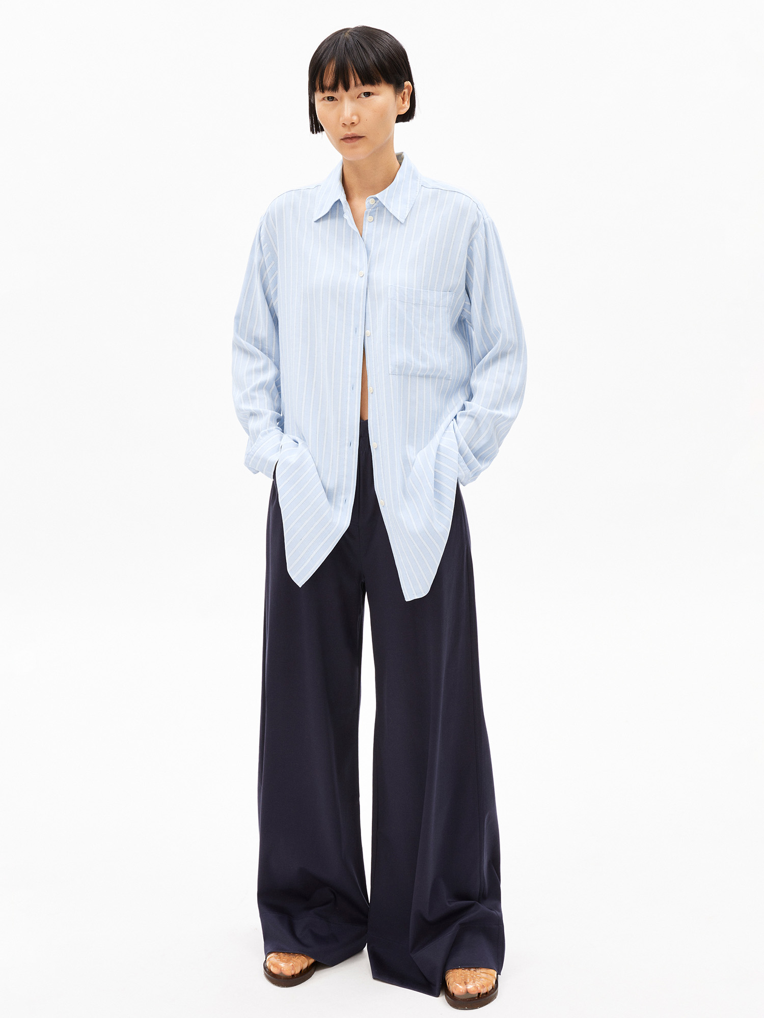 ARMEDANGELS Maalgaa Lino Striped Silky Blue Morning Sky M