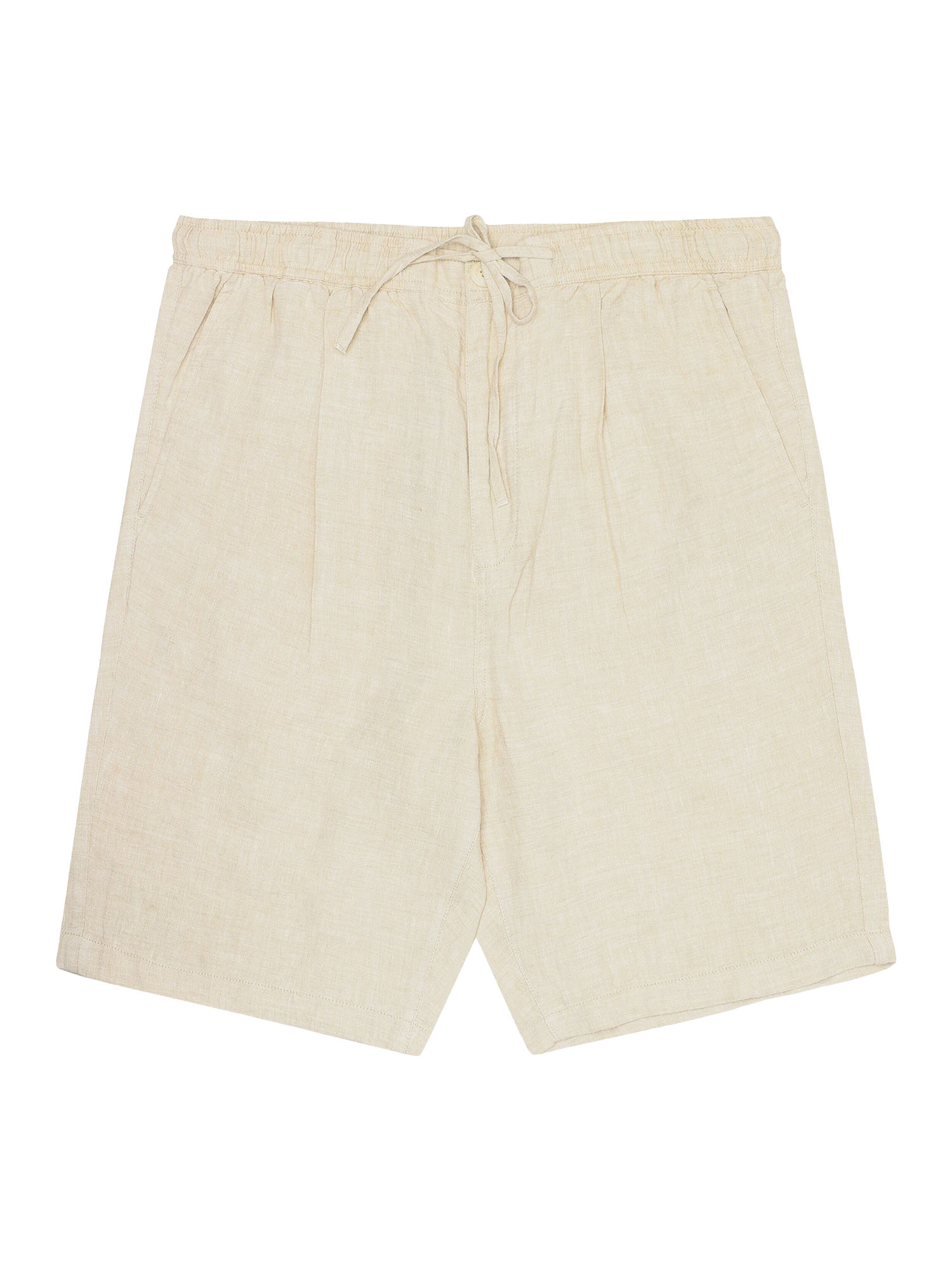 Knowledge Cotton Apparel FIG loose linen shorts Yarndyed - Light feather gray M