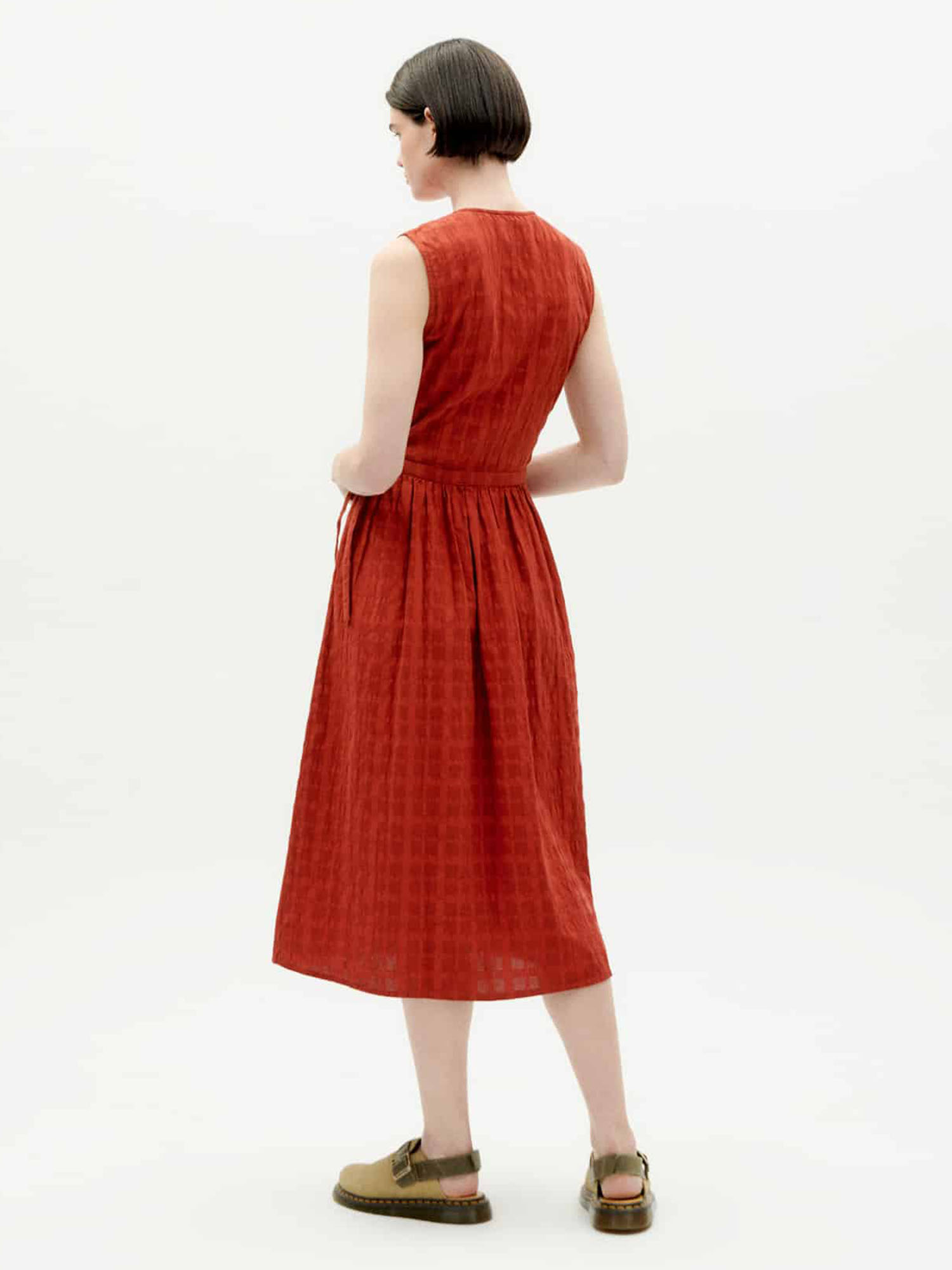 Thinking MU Cuadrito Amapola Dress Orangered L