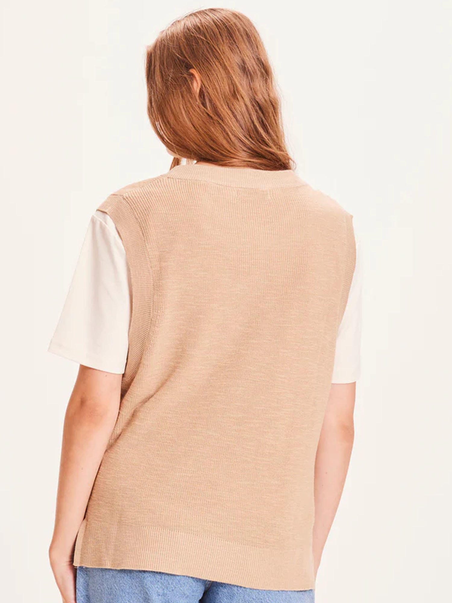 Knowledge Cotton Apparel MYRTHE Tencel Rib Structure Vest Safari M
