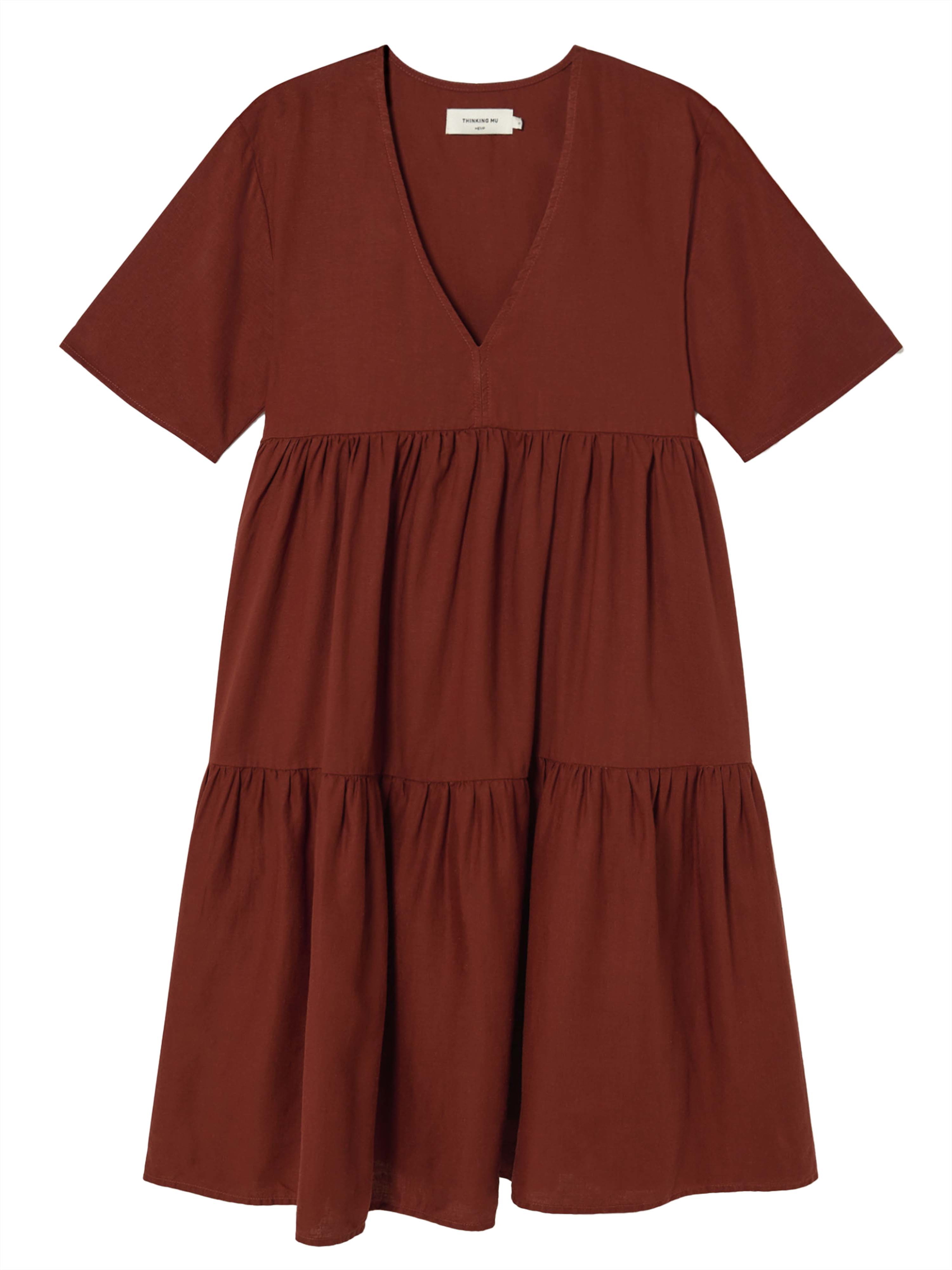 Thinking MU Hemp Fresia Dress Raspberry M