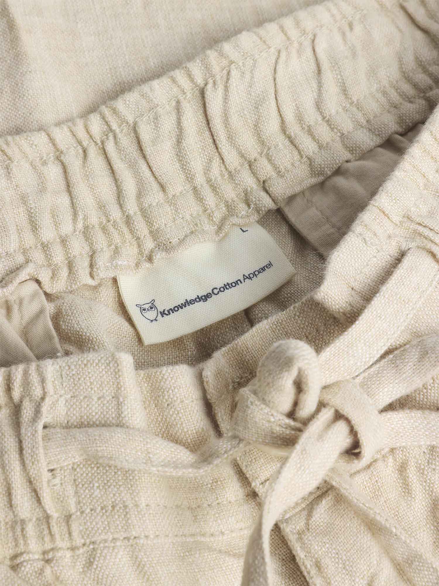 Knowledge Cotton Apparel FIG loose linen shorts Yarndyed - Light feather gray M