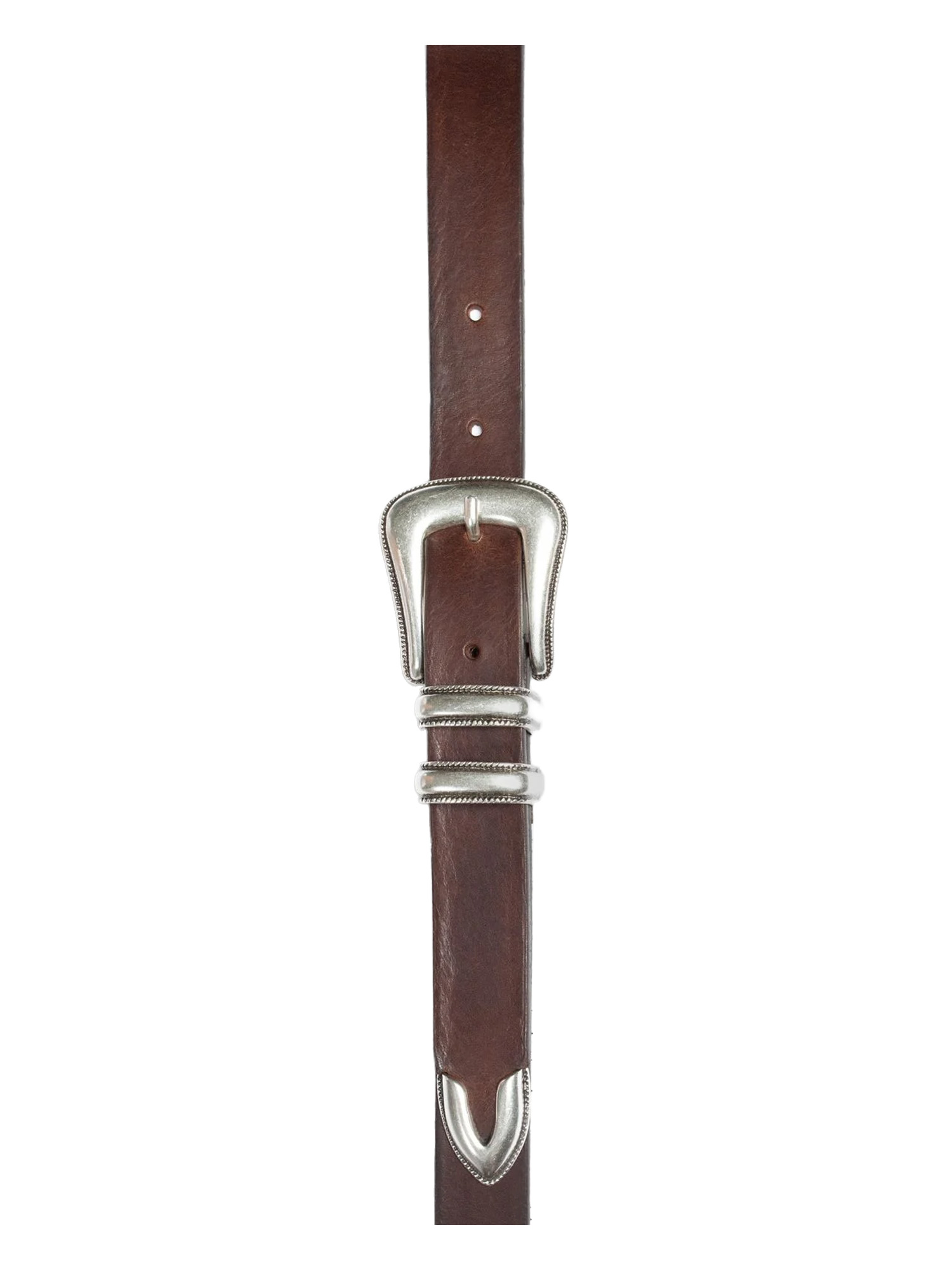 Nudie Jeans Western Silver Belt Dark Brown 80
