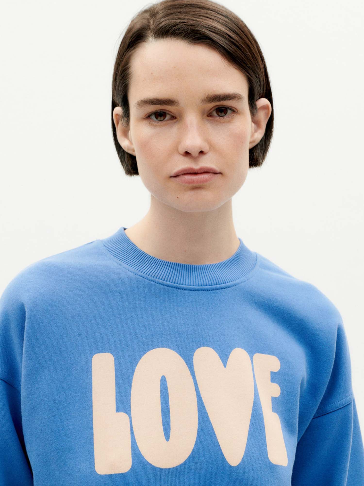 Thinking Mu Love Sweater Ecru Heritage Blue L