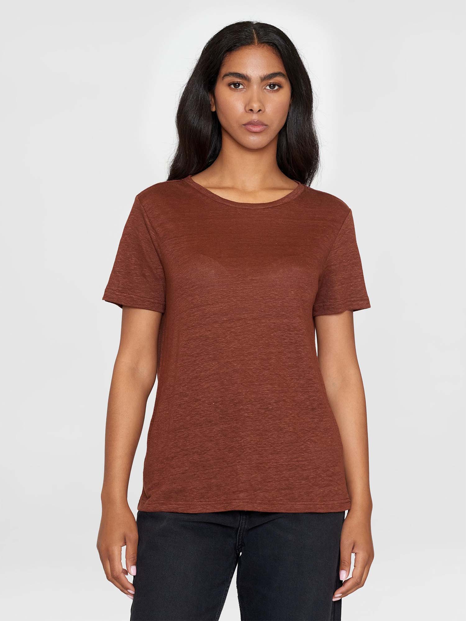 Knowledge Cotton Apparel Reg Linen T-Shirt Tiramisu L