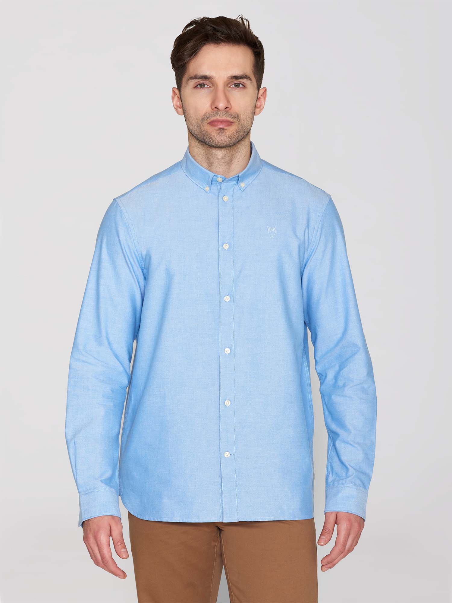 Knowledge Cotton Apparel HARALD Small Owl Oxford Regular Fit Shirt Lapis Blue XL