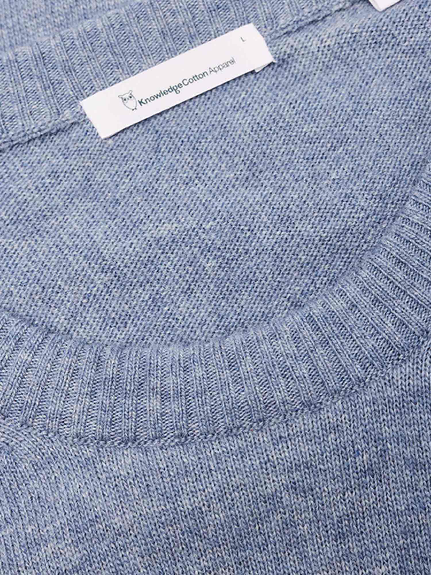 Knowledge Cotton FIELD o-neck knit blue fog XL
