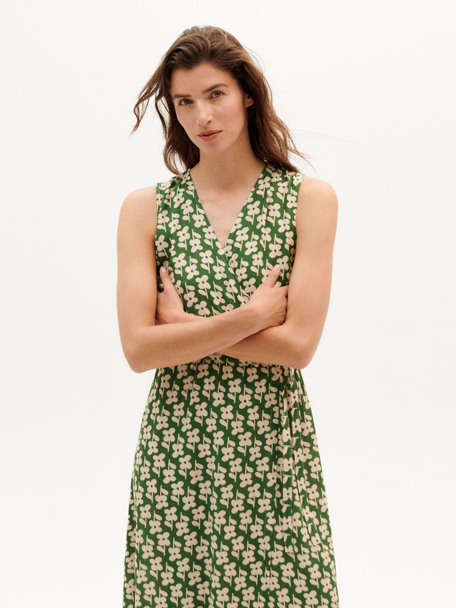 Thinking MU Amapola Dress Green Flower L