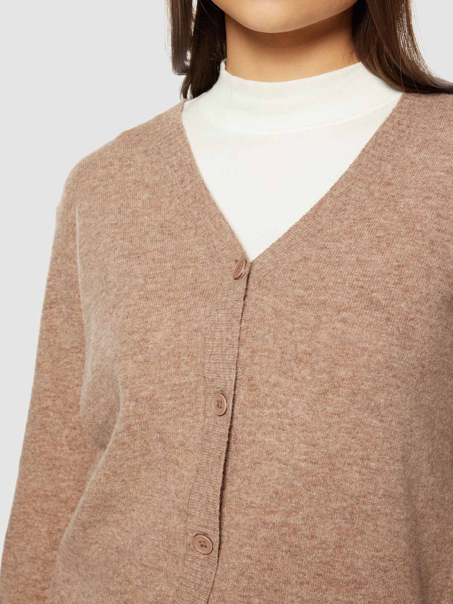 Knowledge Cotton Apparel Lambswool V-Neck Cardigan Kelp melange M