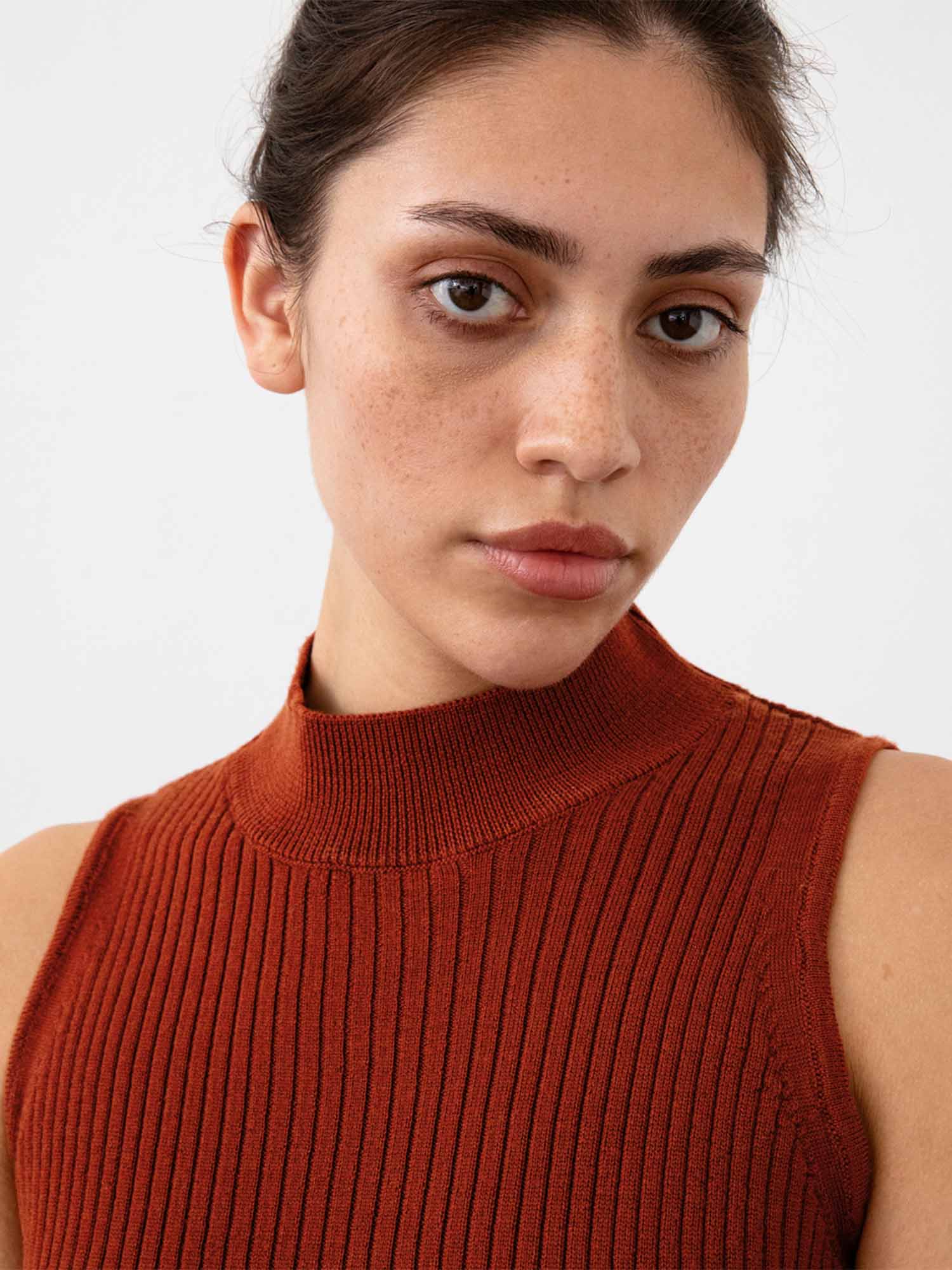 Rotholz Merino Knit Singlet Dusty Red L