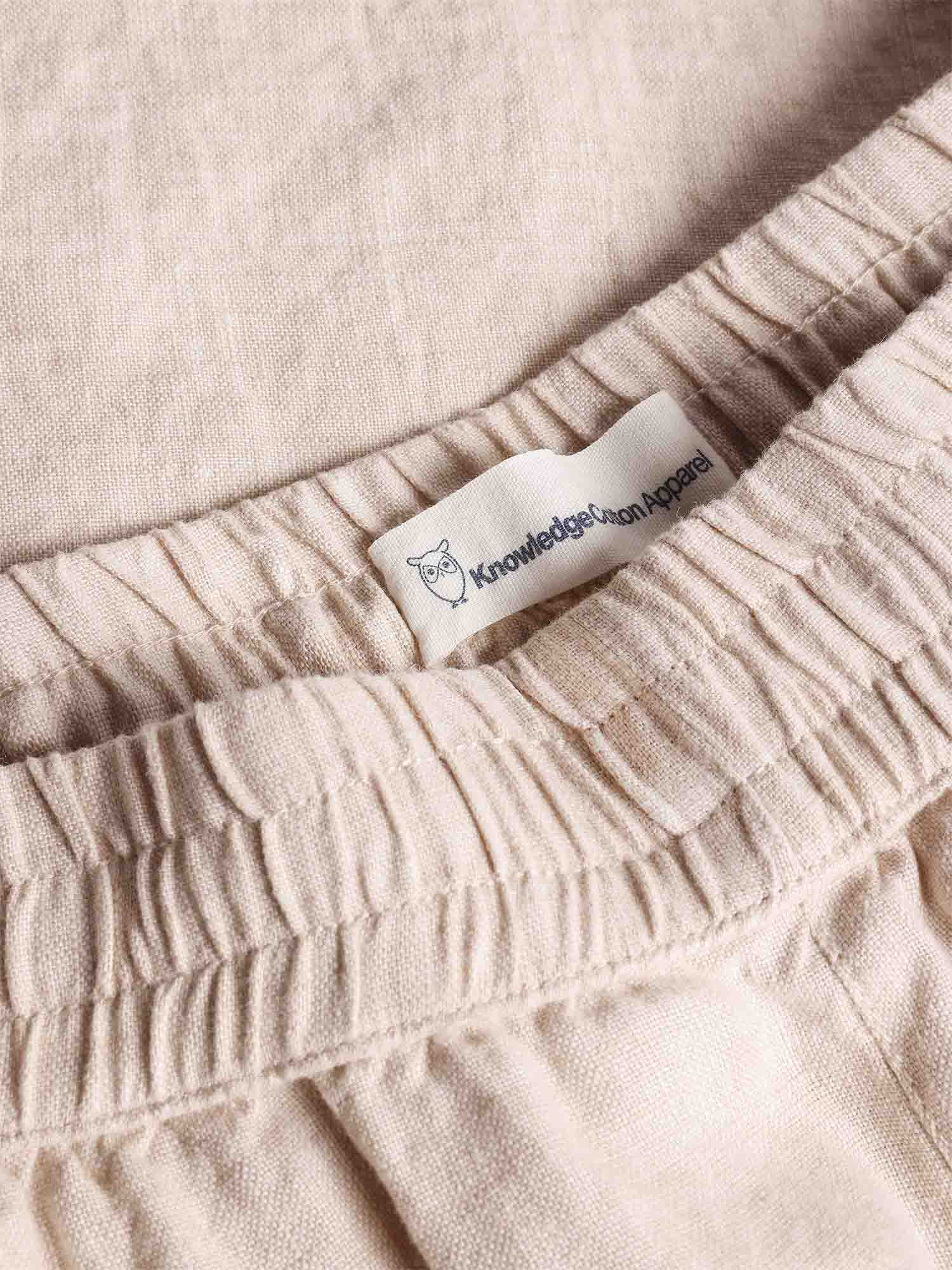 Knowledge Cotton Apparel POSEY wide mid-rise linen shorts Yarndyed - Light feather gray L
