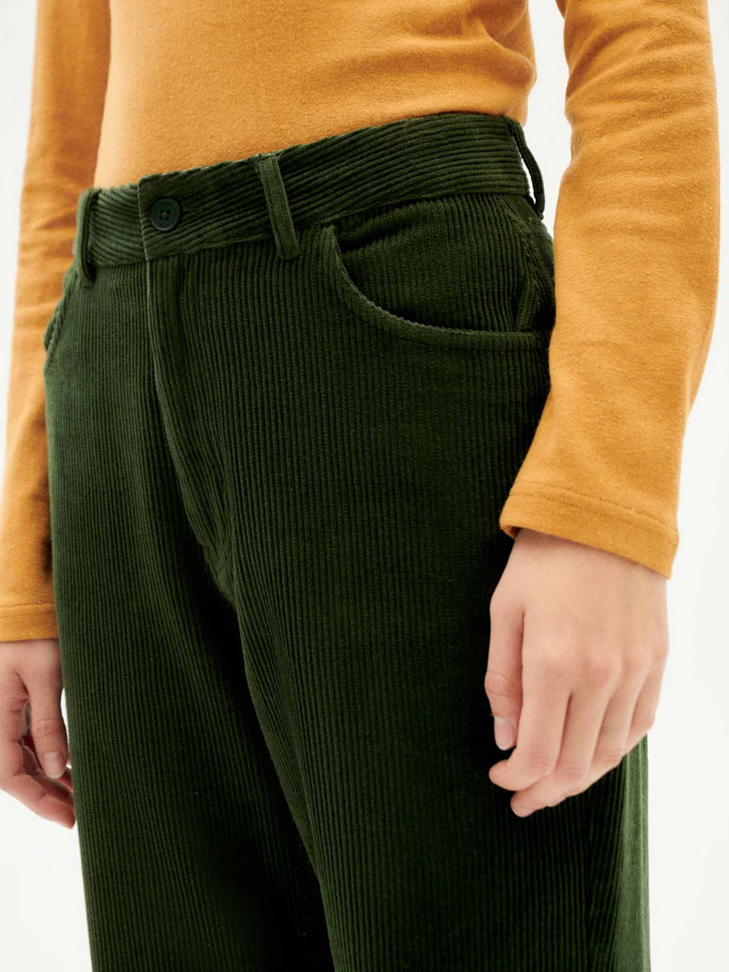 Thinking MU Corduroy Nele Pants Bottle Green 44