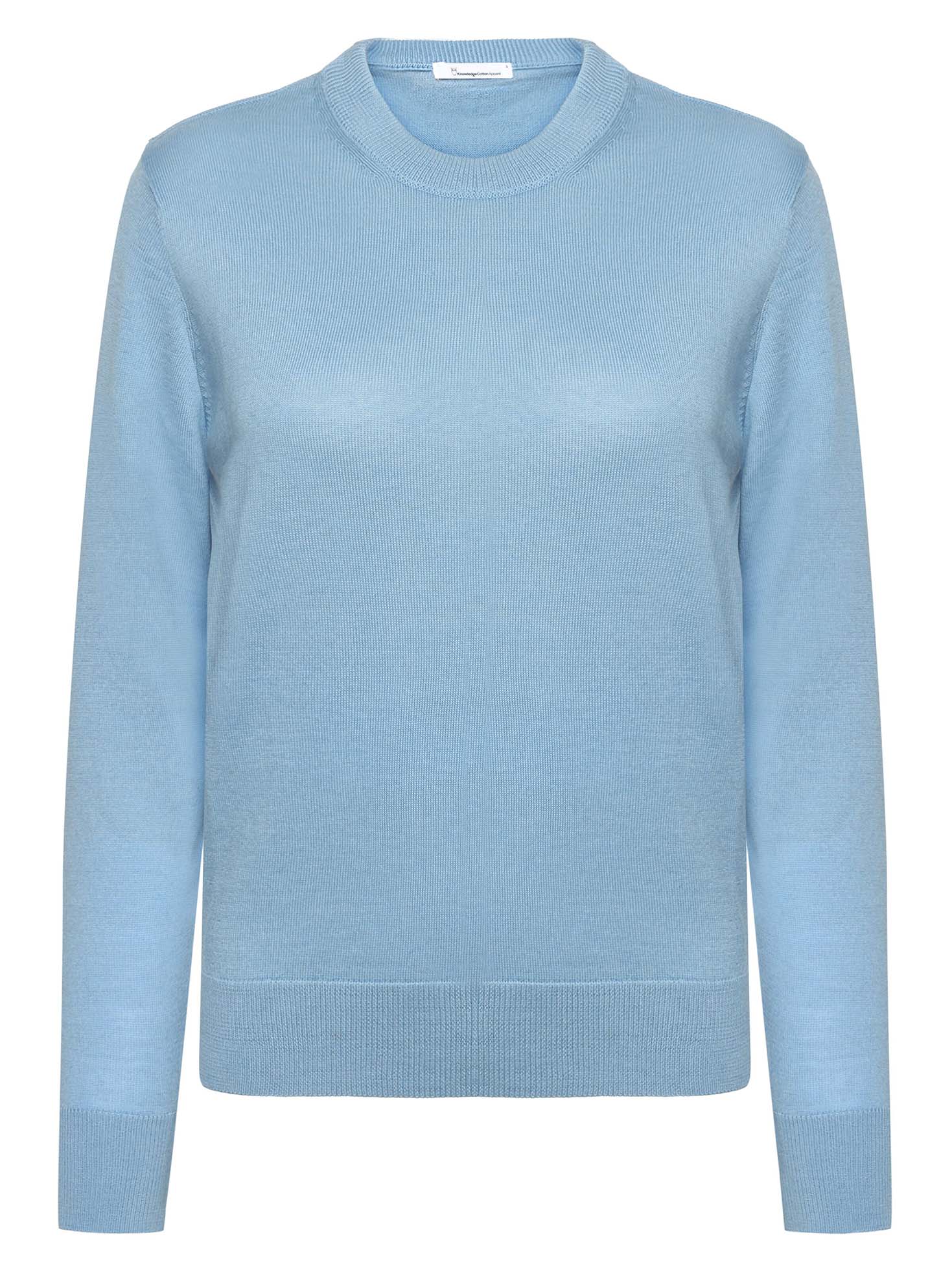 Knowledge Cotton Apparel Fine Merino Crew Neck Glacier Lake S