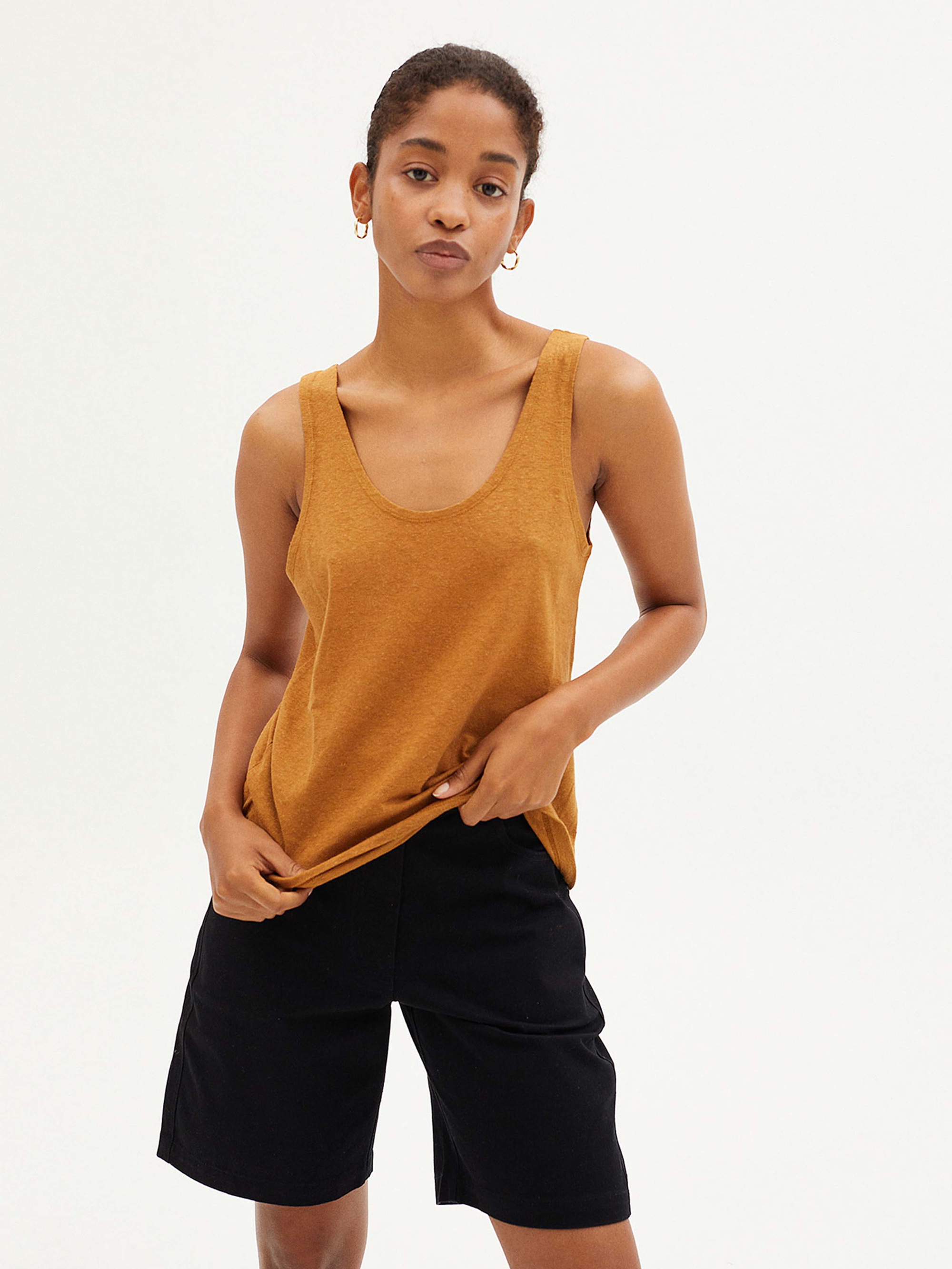 Thinking MU Hemp Tank Top Brown XS
