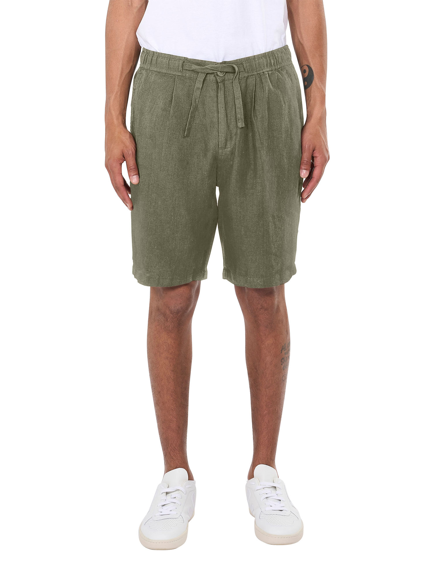 Knowledge Cotton Apparel Loose Linen Shorts Burned Olive M