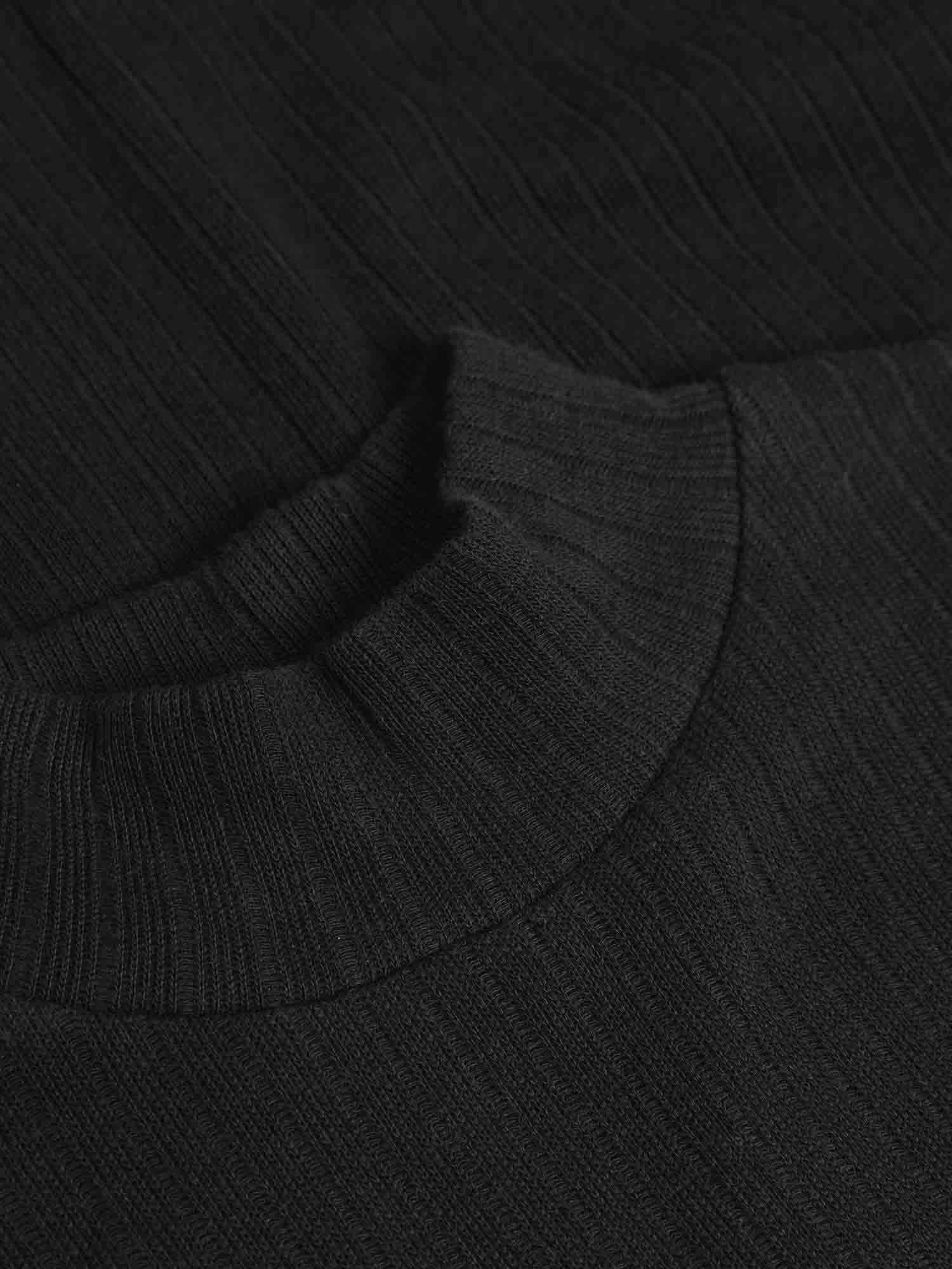Rotholz Heavy Ribbed Mock-Neck Dress True Black S