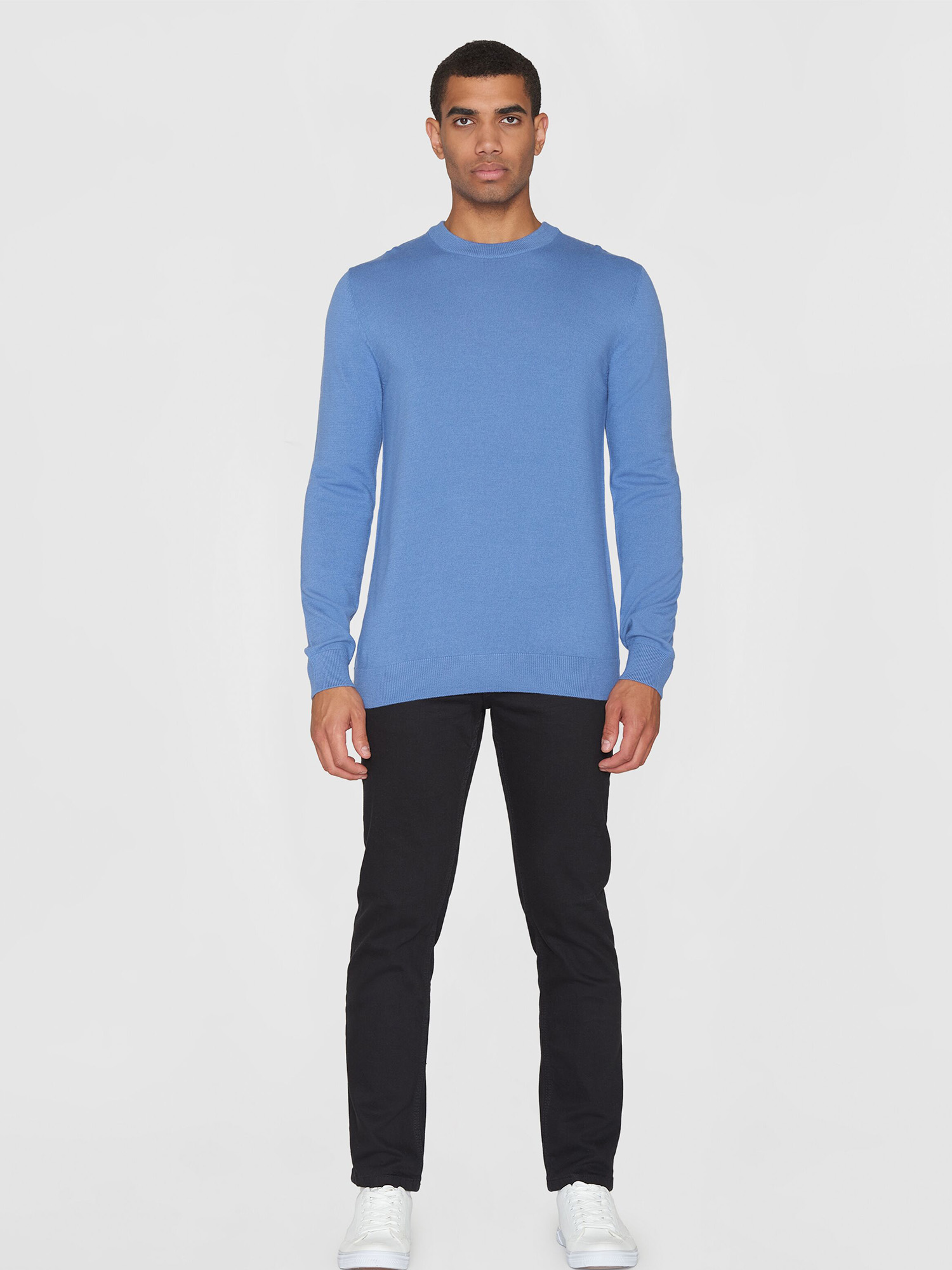 Knowledge Cotton Apparel Regular Merino Knit Crew Neck Moonlight Blue XL