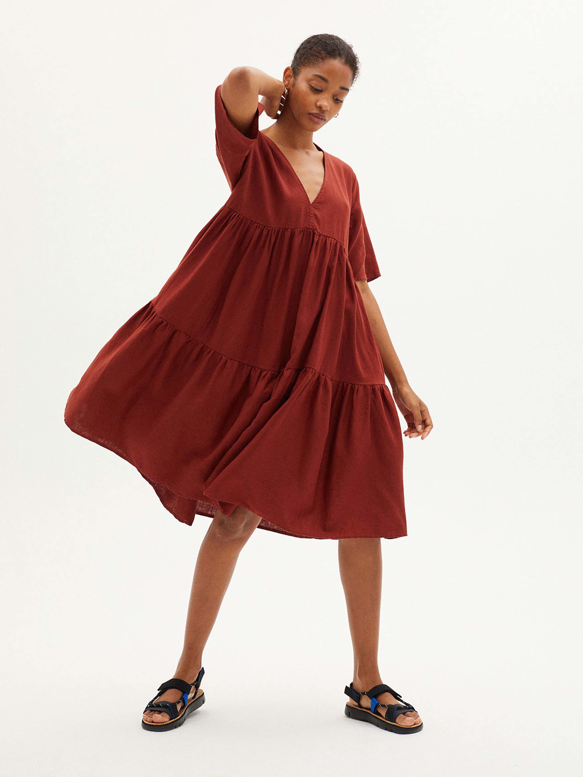 Thinking MU Hemp Fresia Dress Raspberry M
