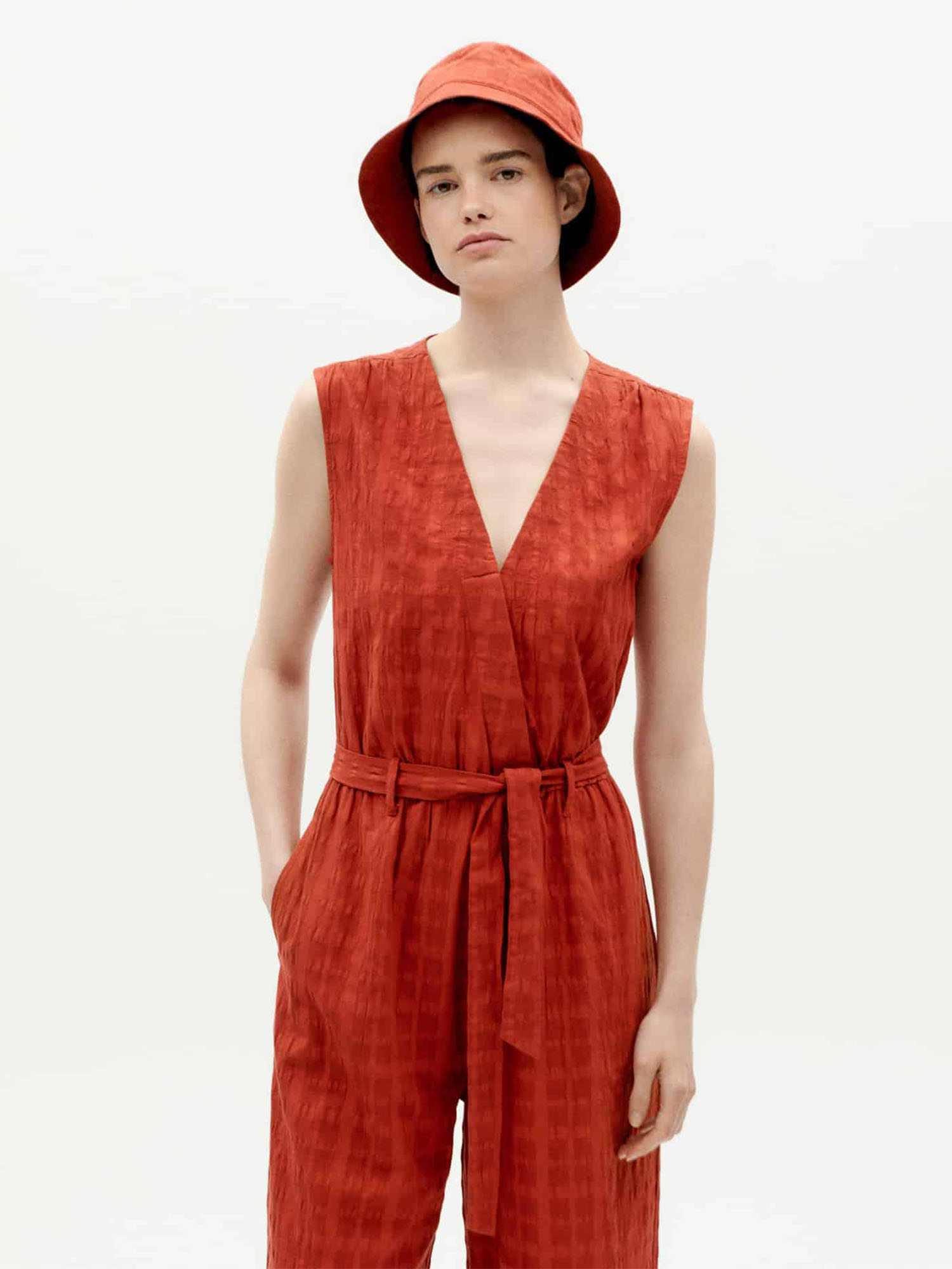 Thinking MU Winona Jumpsuit Orangered Cuadrito L