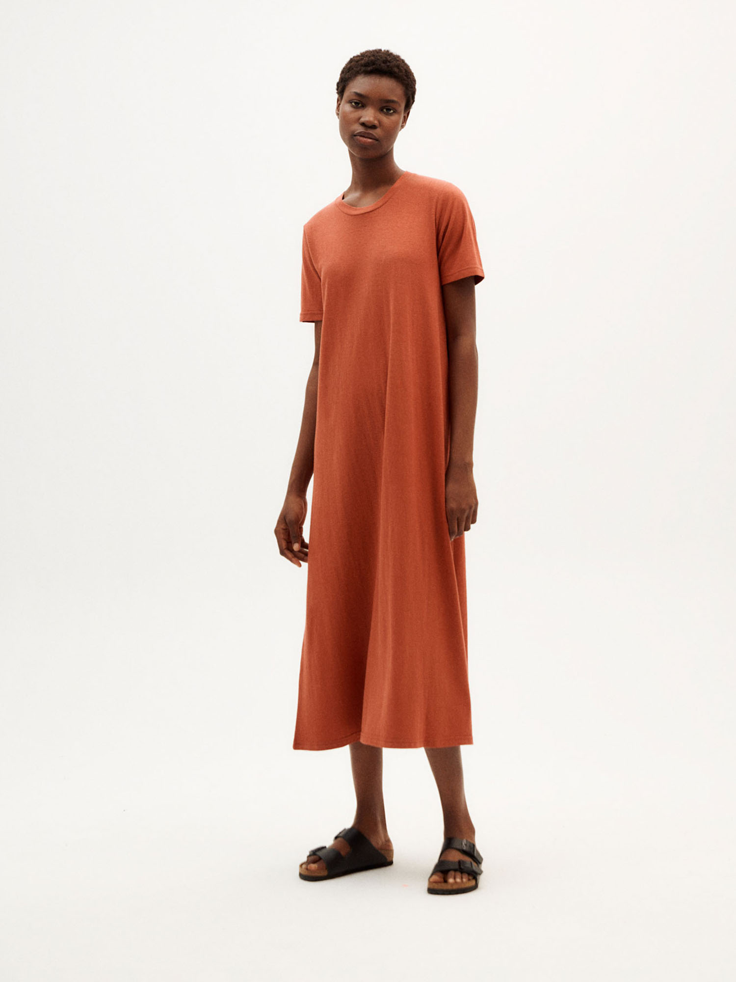 Thinking MU Hemp Oueme Dress Clay Red XL