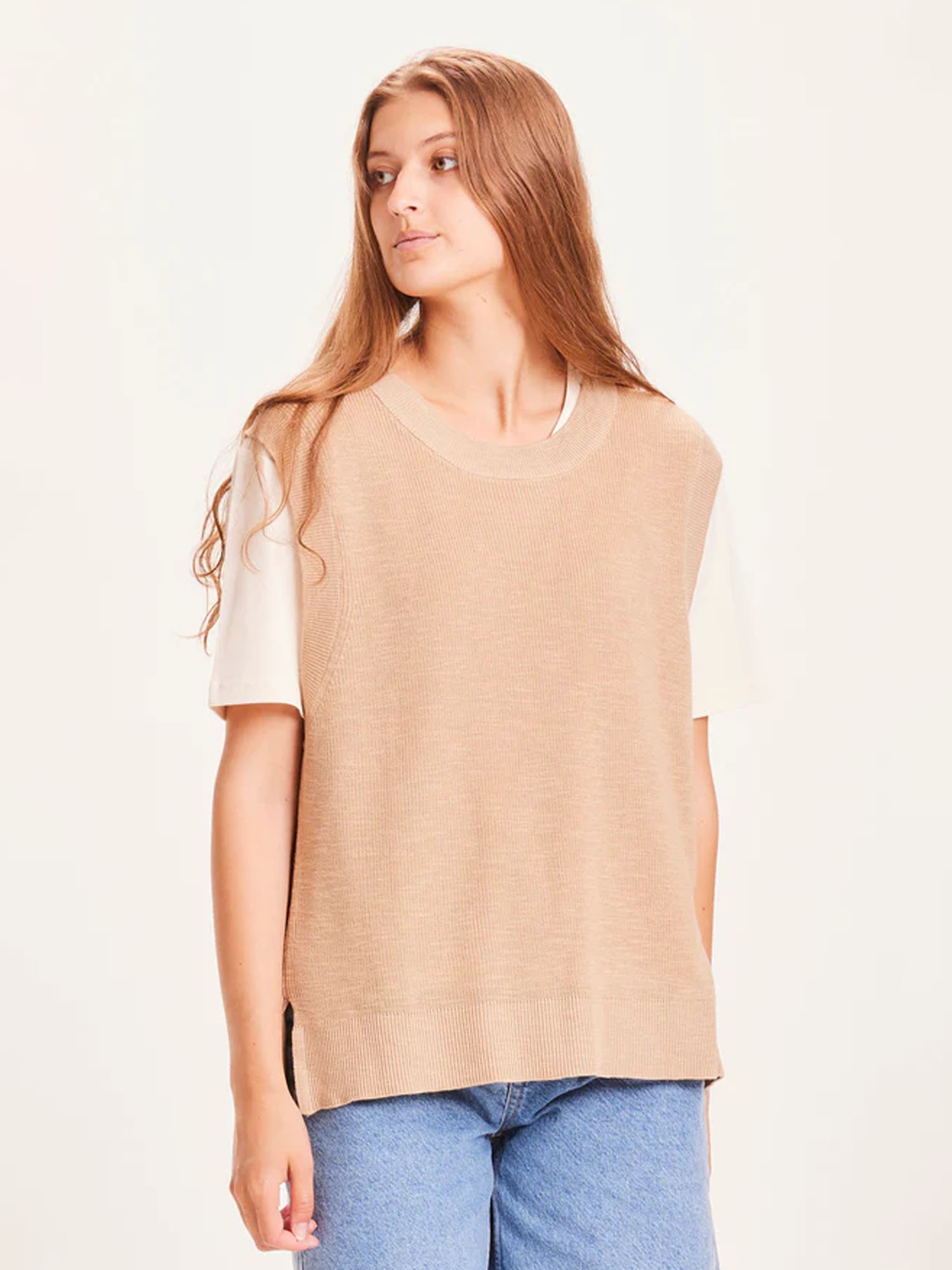 Knowledge Cotton Apparel MYRTHE Tencel Rib Structure Vest Safari M