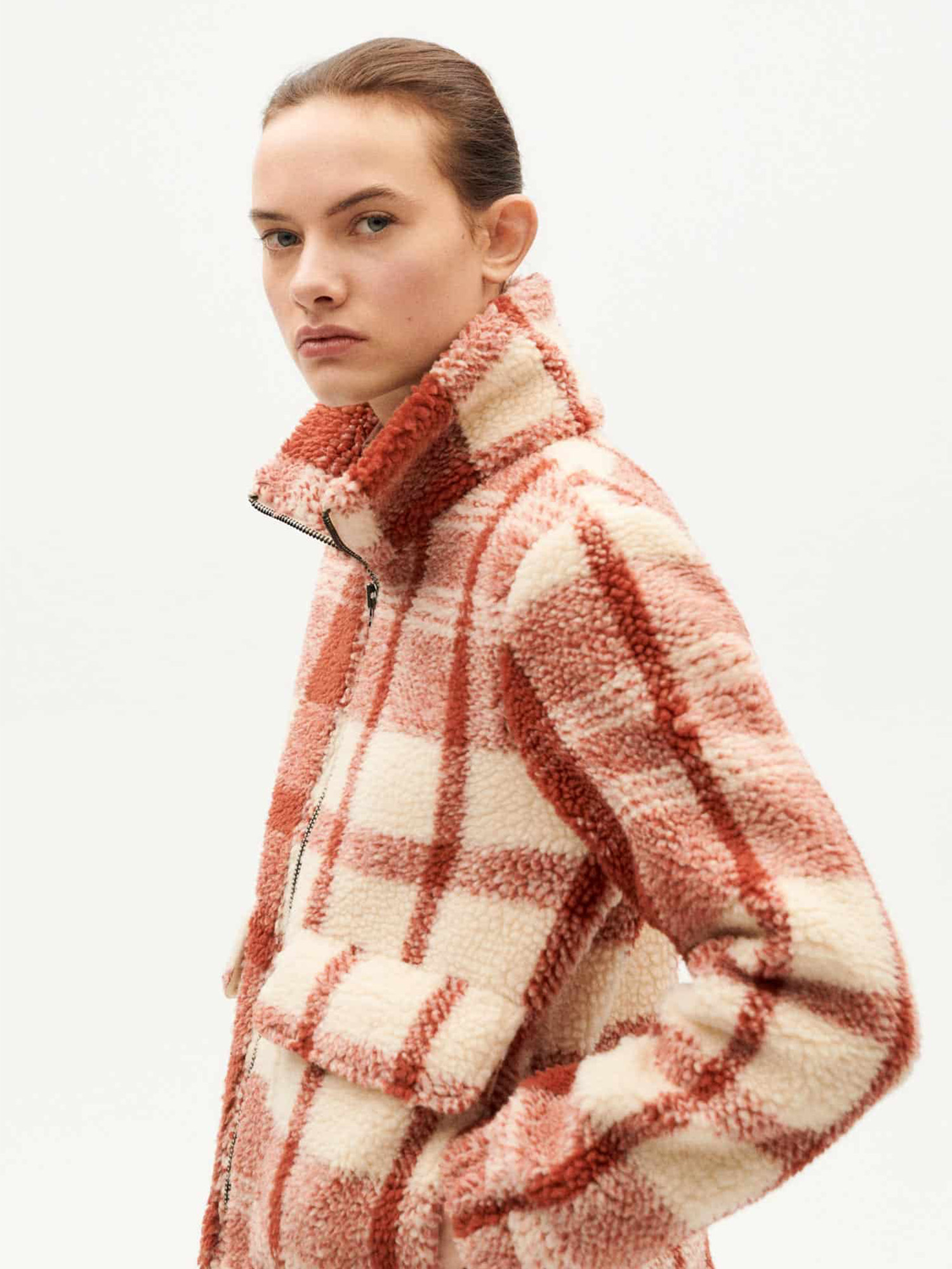 THINKING MU Picnic Checks Sophie Jacket Red XS