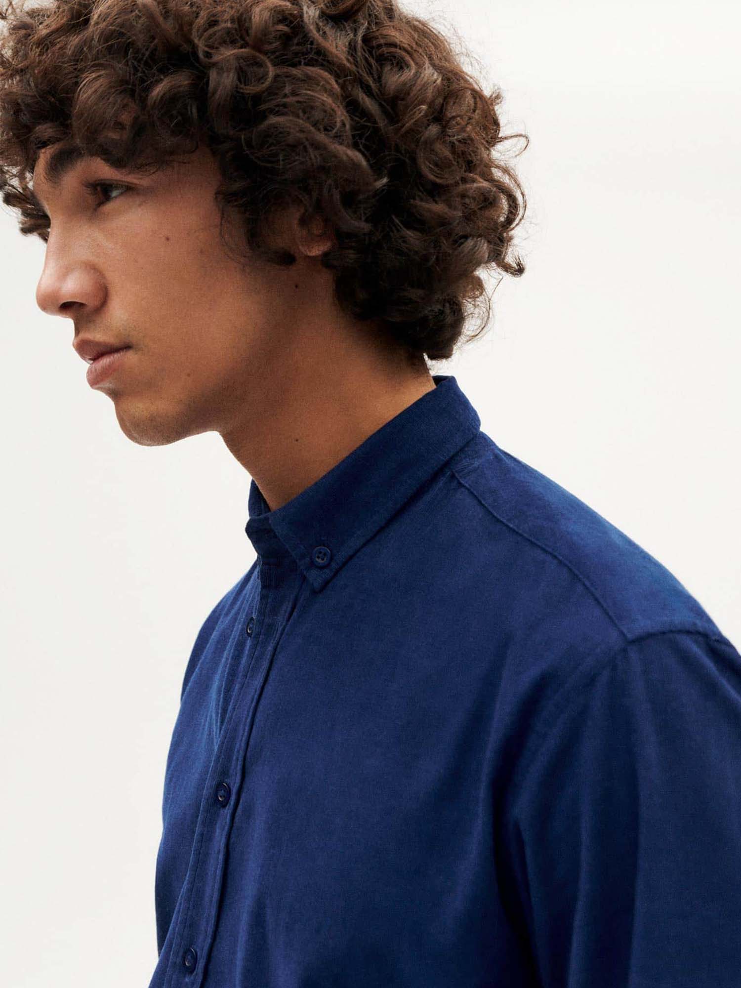 Thinking MU Microcorduroy Ant Shirt Deep Blue M