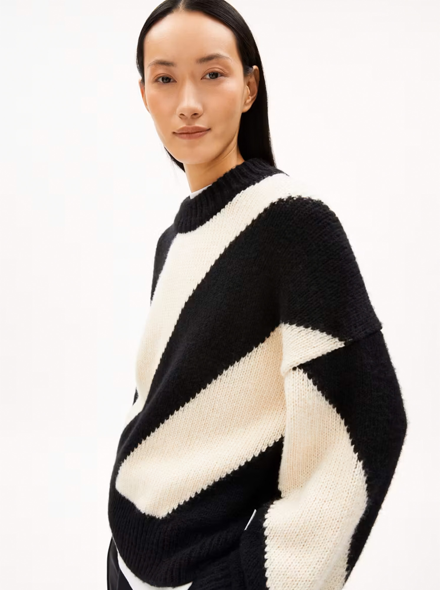 ARMEDANGELS Sadnaa Stripes Oatmilk Black M