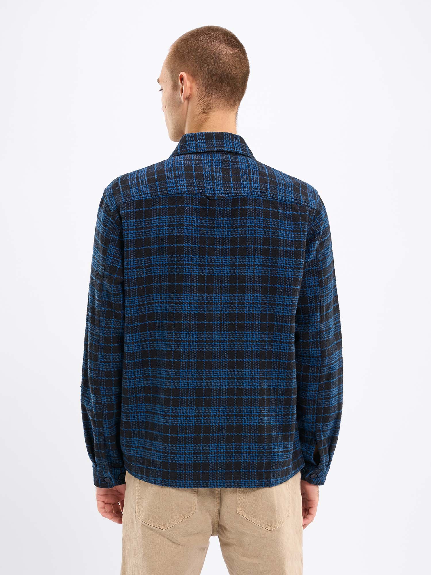 Knowledge Cotton Apparel Classic Checked Cotton Buttoned Overshirt Black Jet S