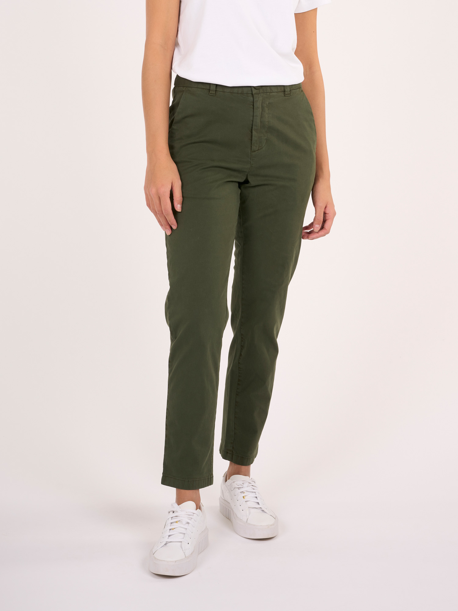 Knowledge Cotton Apparel WILLOW Regular Cropped Poplin Chino Forrest Night XL