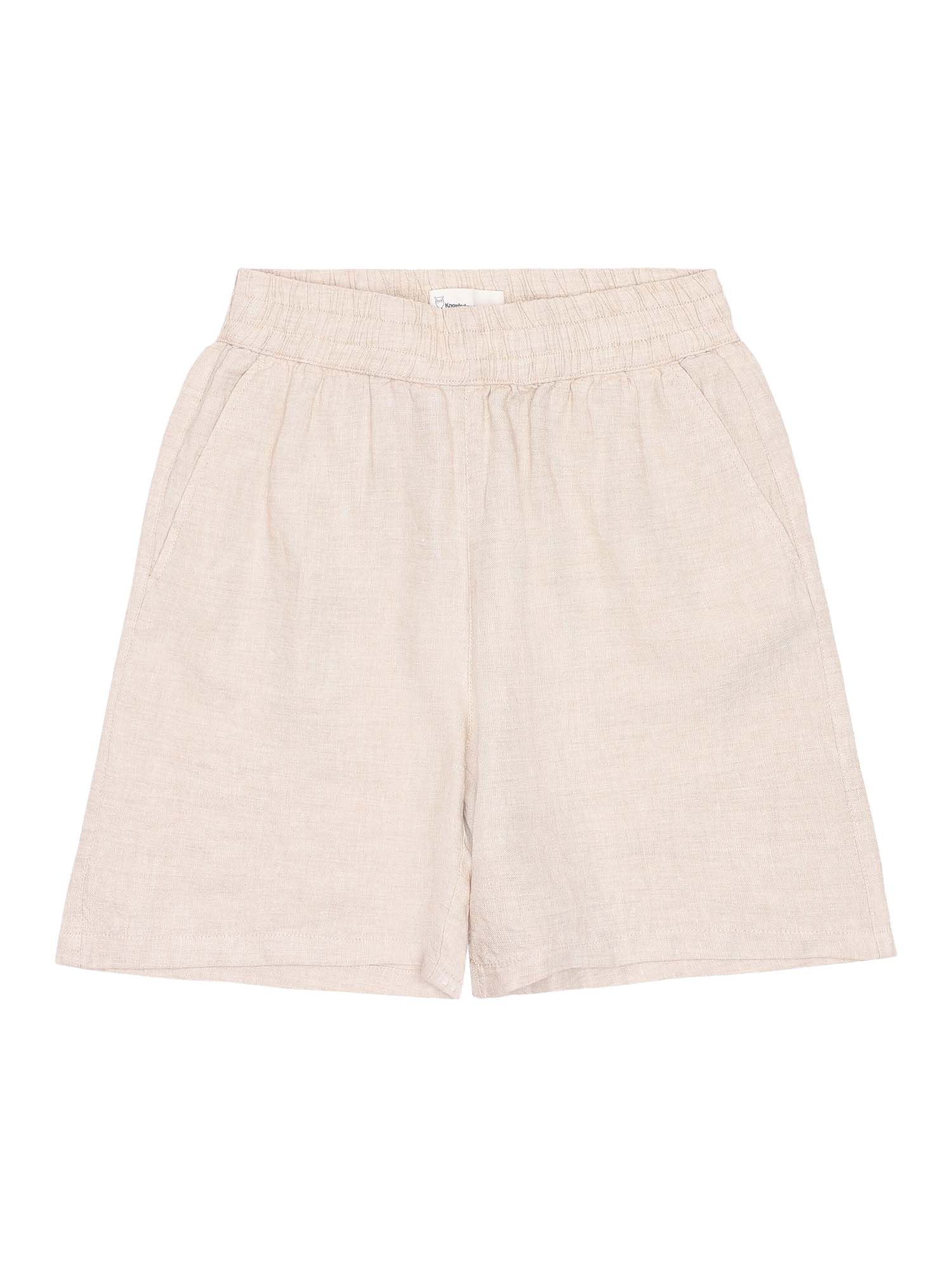 Knowledge Cotton Apparel POSEY wide mid-rise linen shorts Yarndyed - Light feather gray L