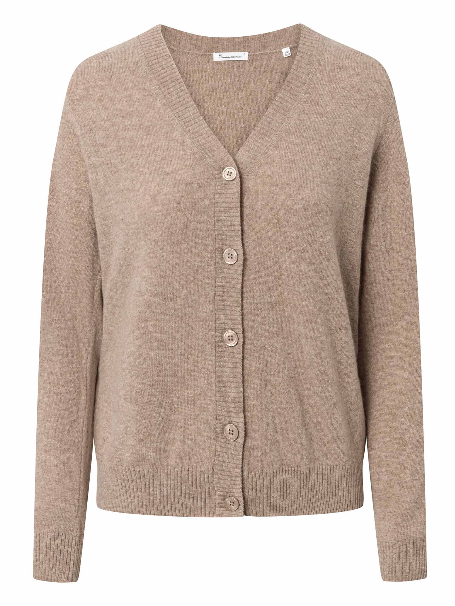 Knowledge Cotton Apparel Lambswool V-Neck Cardigan Kelp melange M