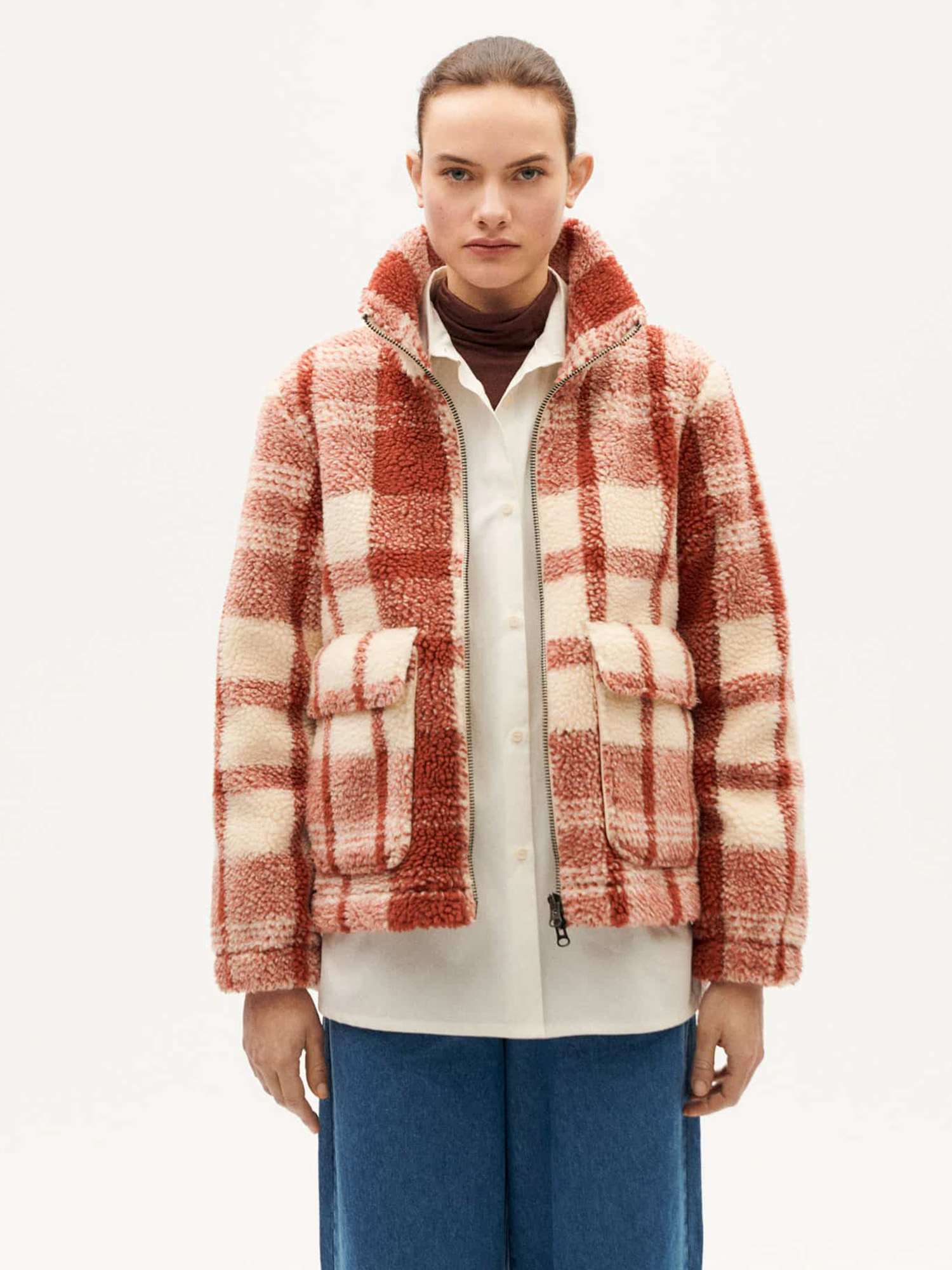 THINKING MU Picnic Checks Sophie Jacket Red XS