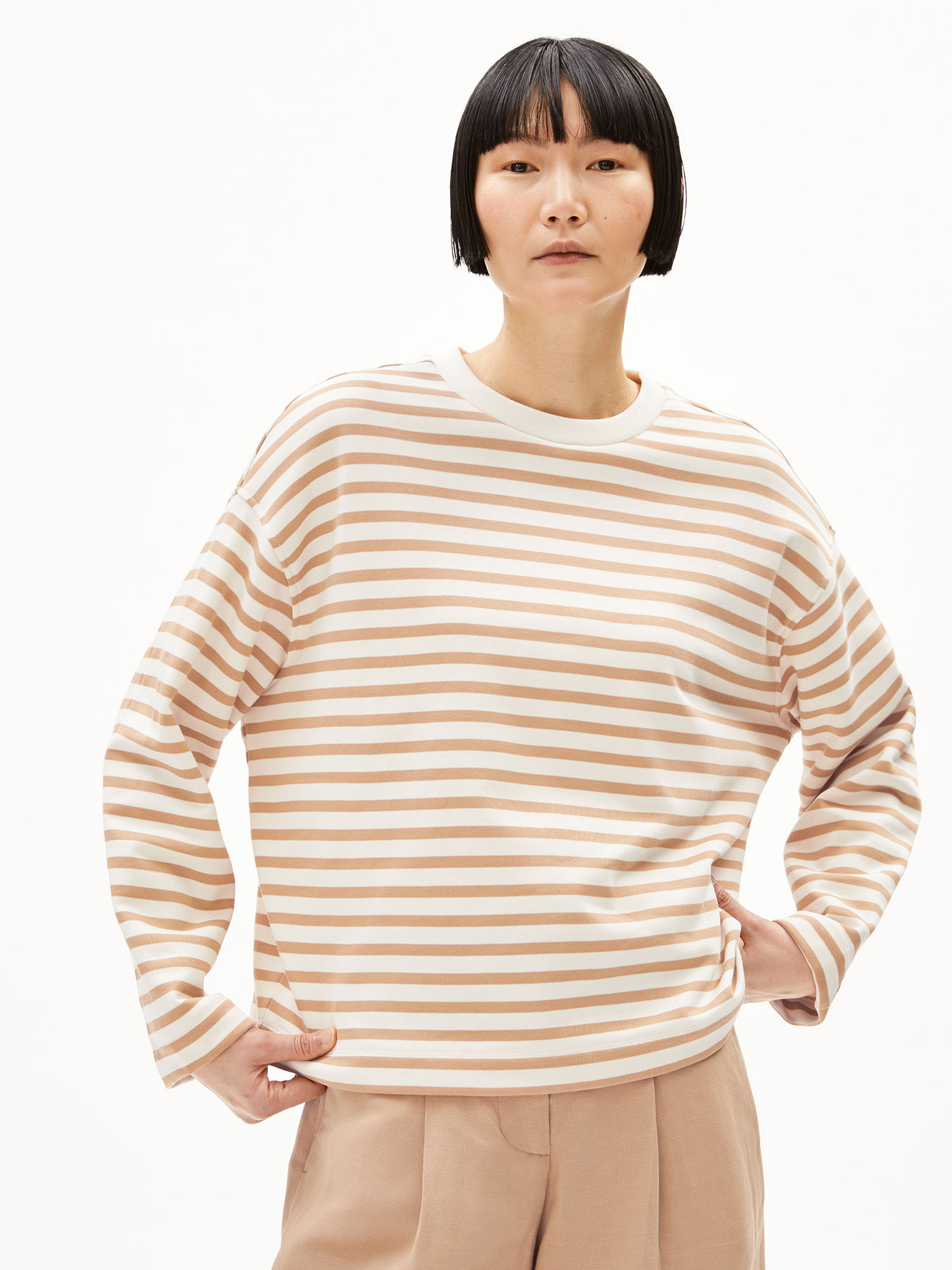 ARMEDANGELS Frankaa Maarlen Stripes Undyed Beige Blond XS