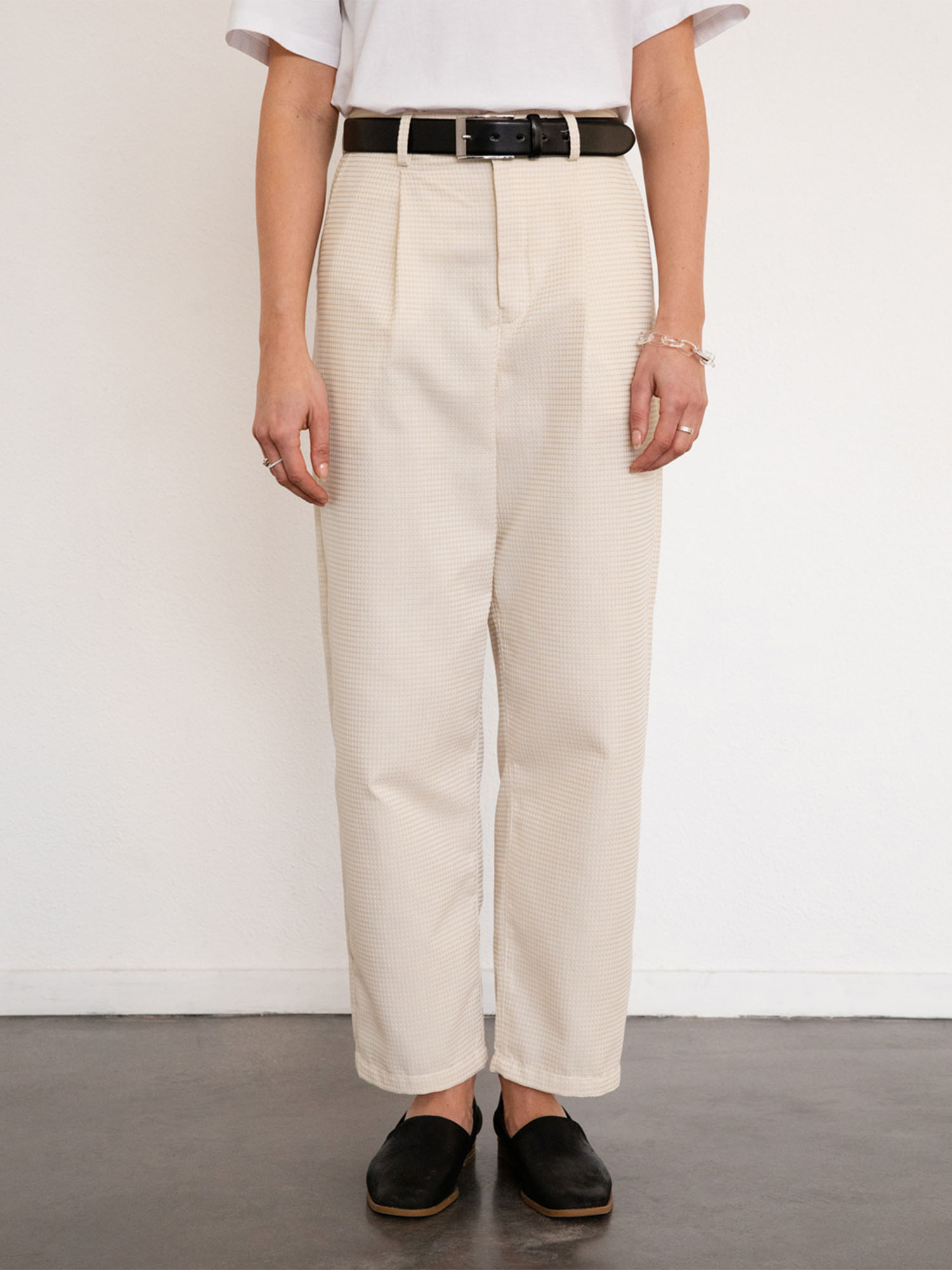 Rotholz Cropped Pantalone Waffle Sand M
